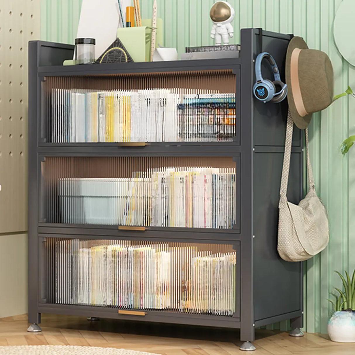 Modern Steel Vertical Shelf Display Bookcase White Image - 7