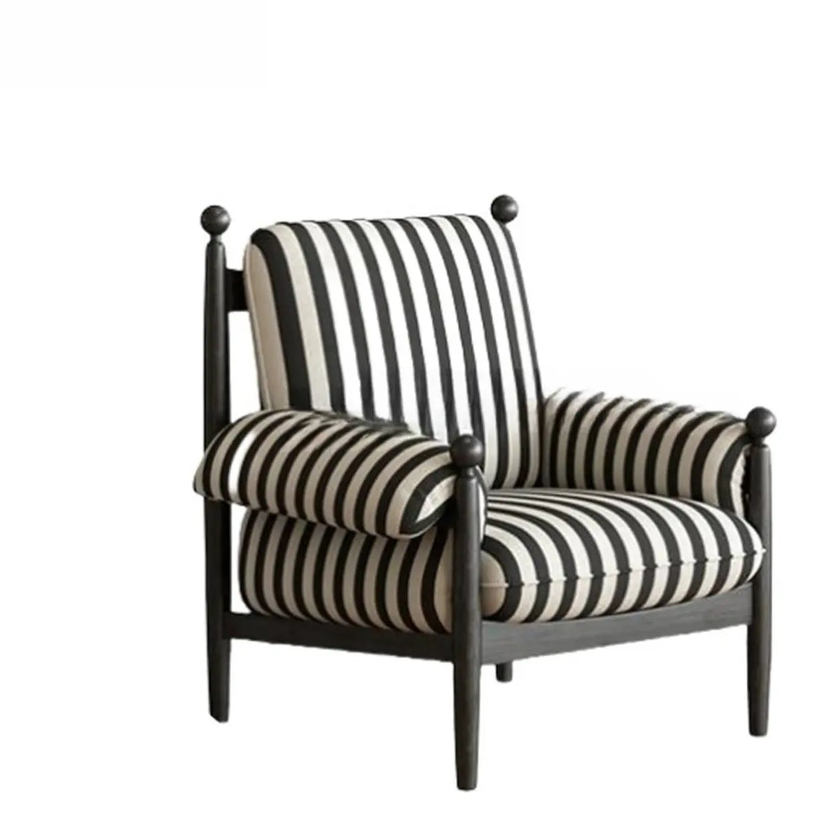 Modern Striped Armrest Brown Accent Chair With Slipcover Image - 11