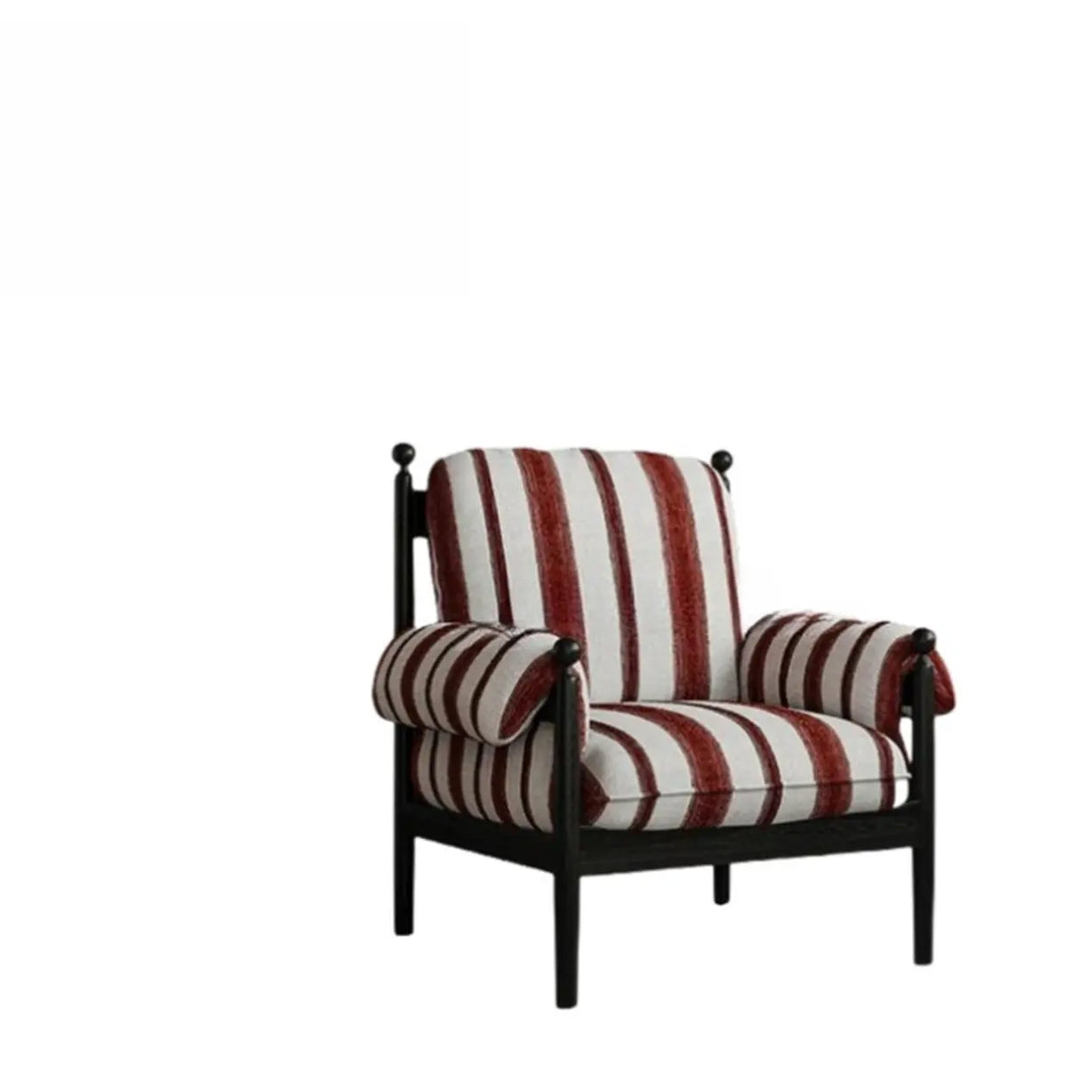 Modern Striped Armrest Brown Accent Chair With Slipcover Image - 2