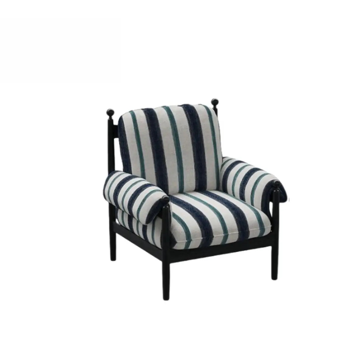 Modern Striped Armrest Brown Accent Chair With Slipcover Image - 3