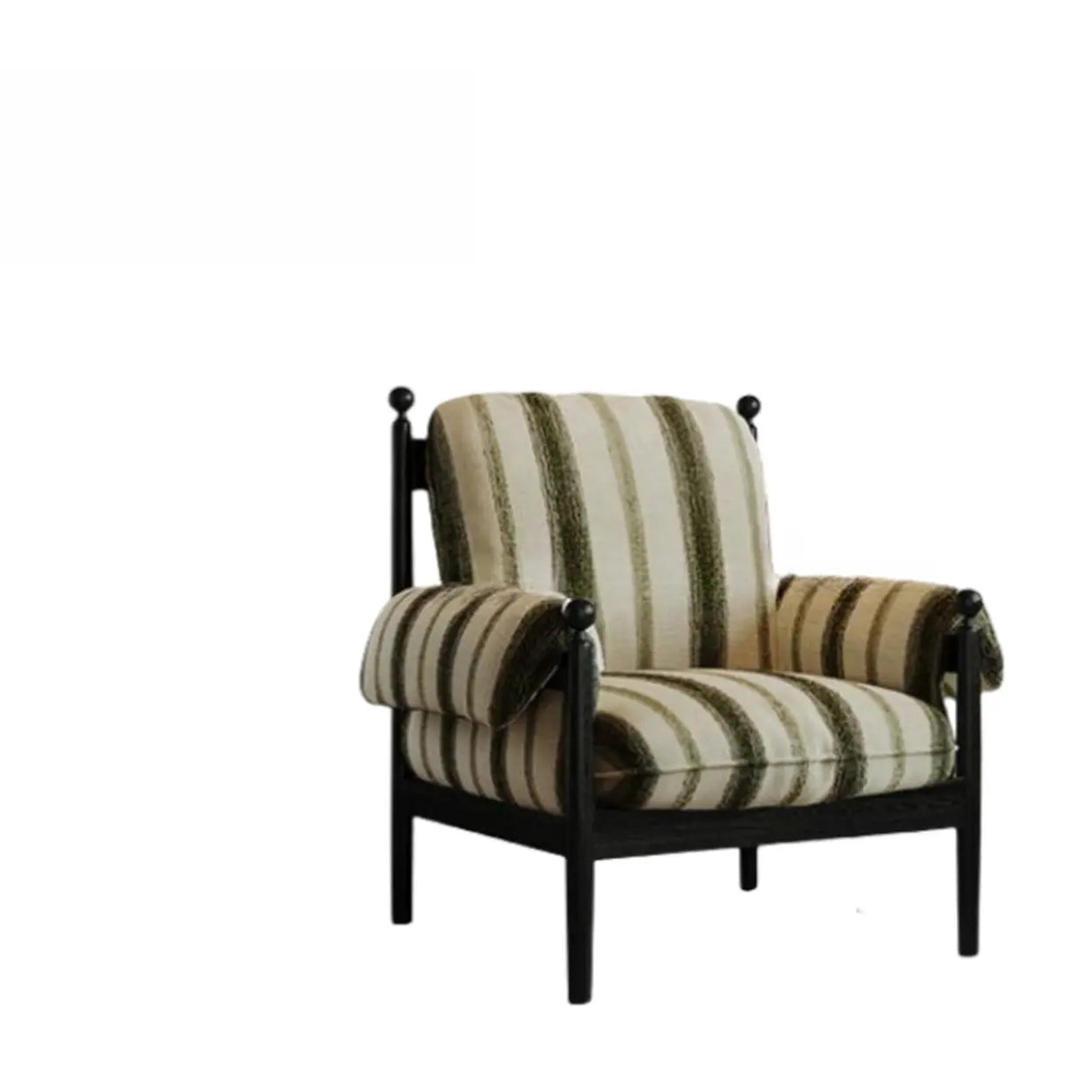 Modern Striped Armrest Brown Accent Chair With Slipcover Image - 5