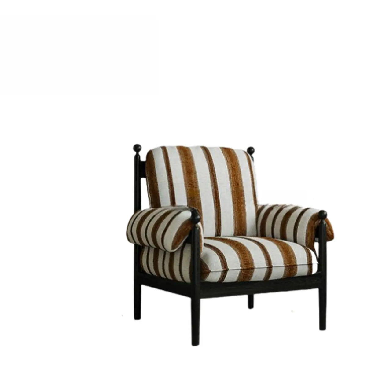 Modern Striped Armrest Brown Accent Chair With Slipcover Image - 7