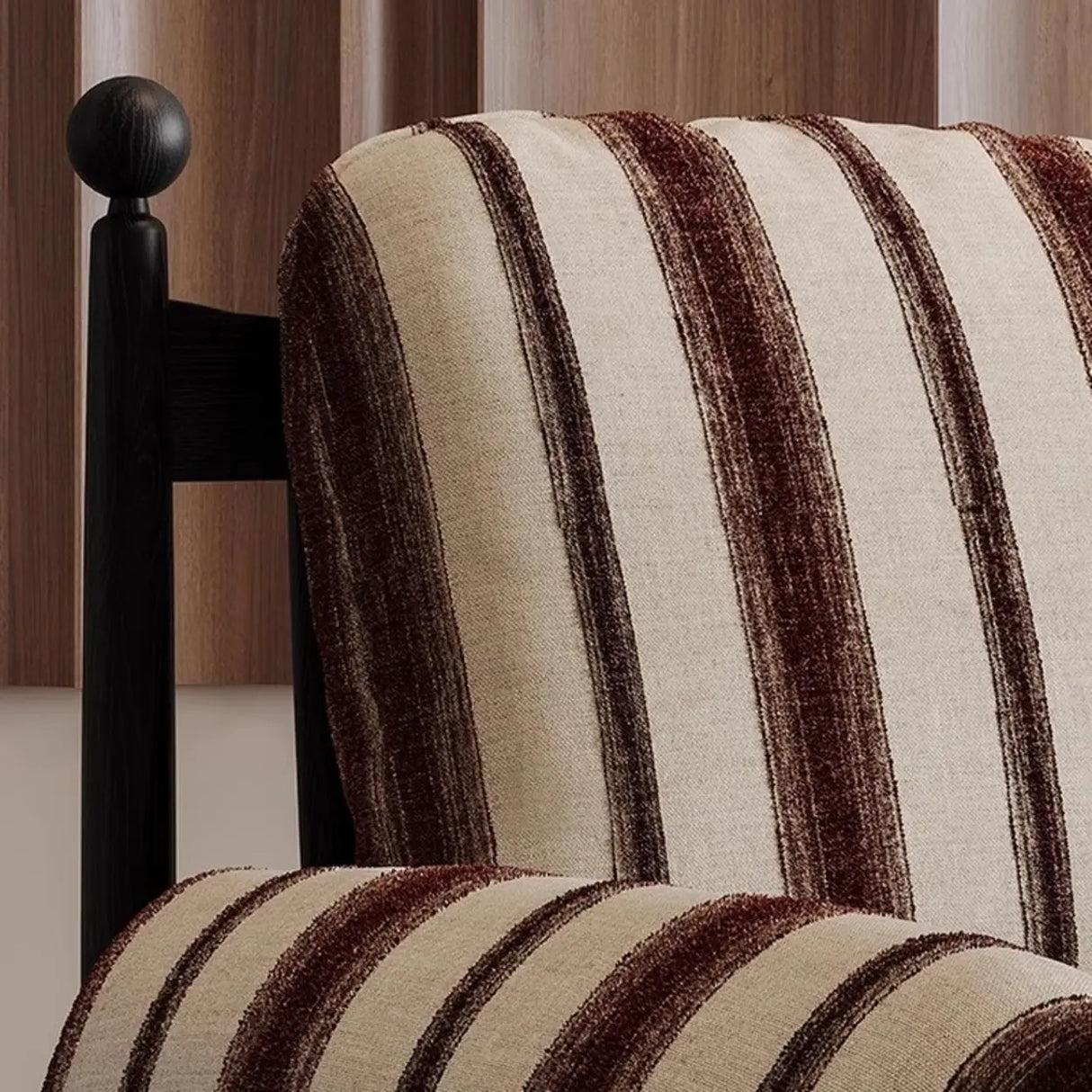 Modern Striped Armrest Brown Accent Chair With Slipcover Image - 8