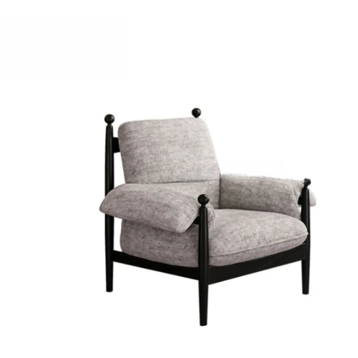 Modern Striped Armrest Brown Accent Chair With Slipcover Image - 9