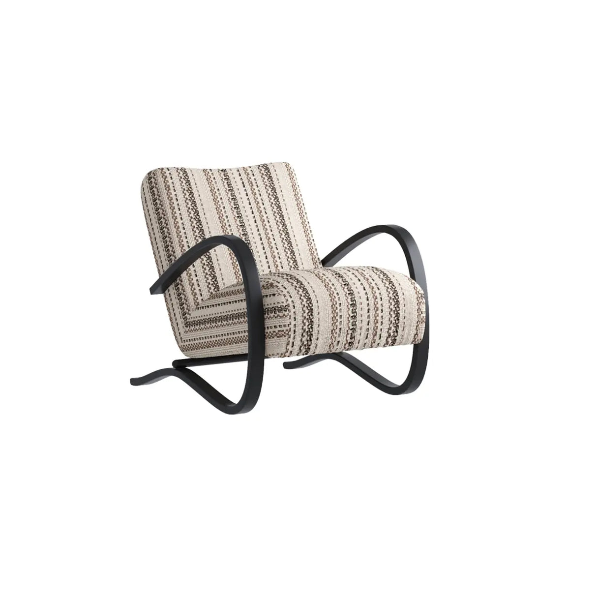 Modern Striped Reclining Lounge Accent Chairs with Curved Arms Image - 2