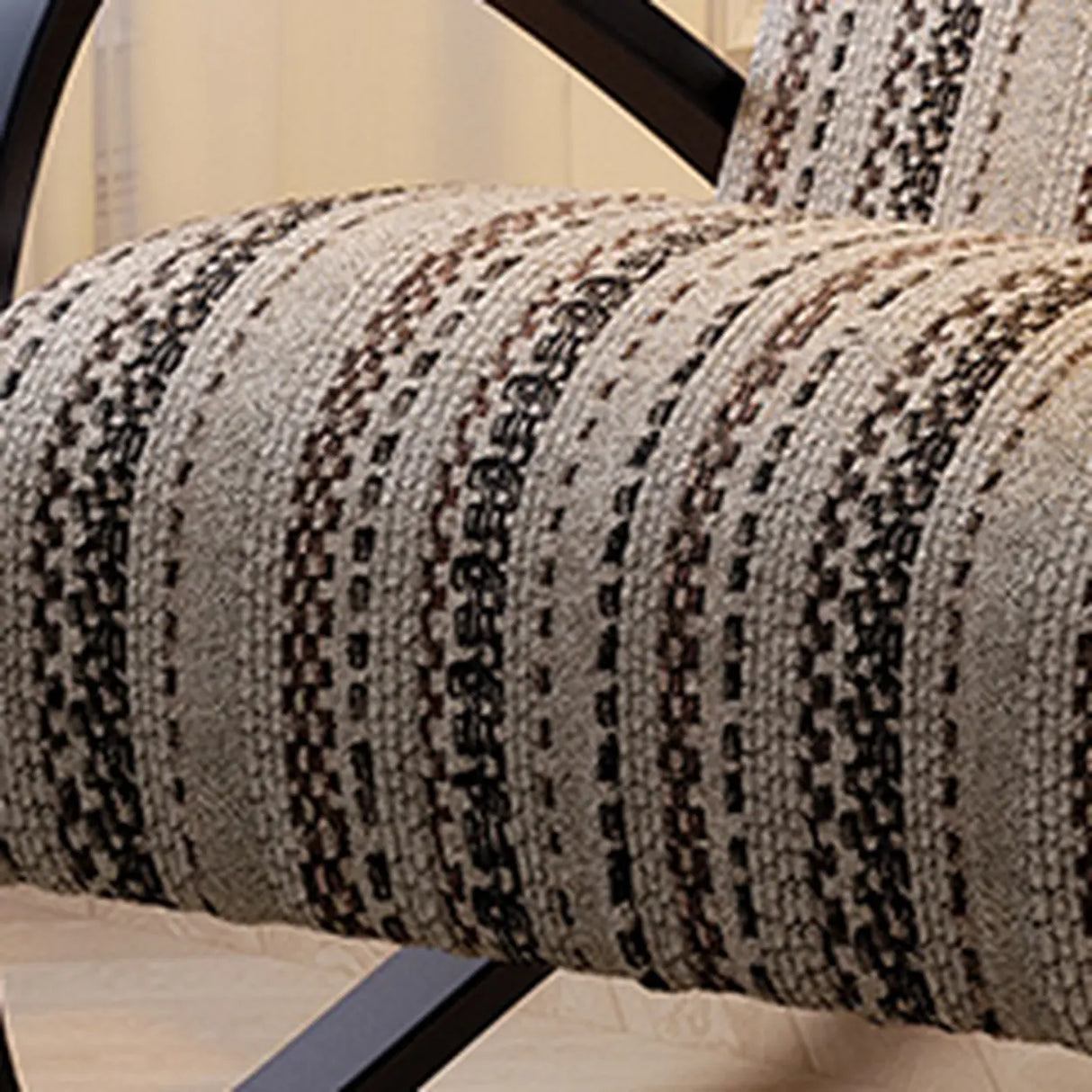 Modern Striped Reclining Lounge Accent Chairs with Curved Arms Image - 5