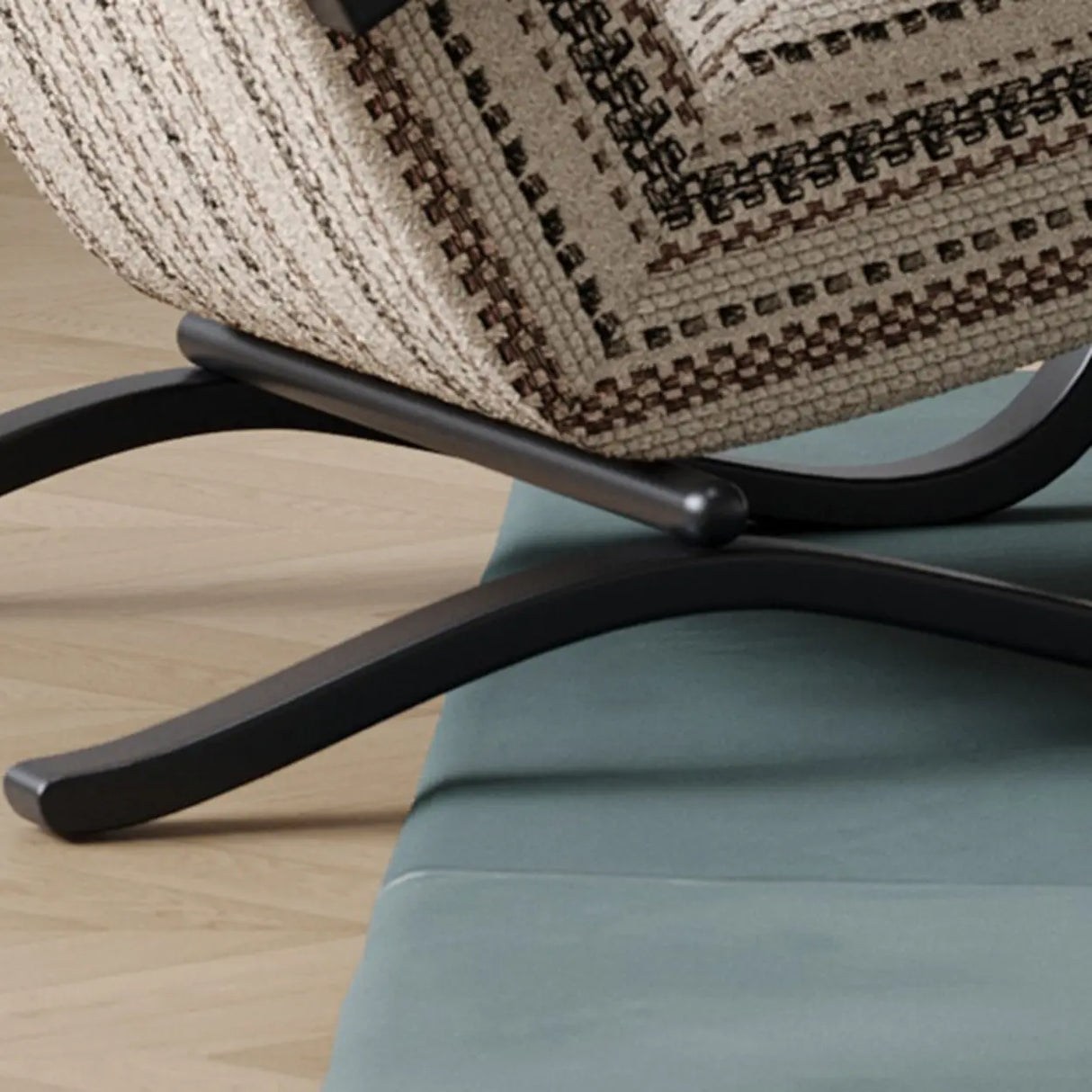 Modern Striped Reclining Lounge Accent Chairs with Curved Arms Image - 9