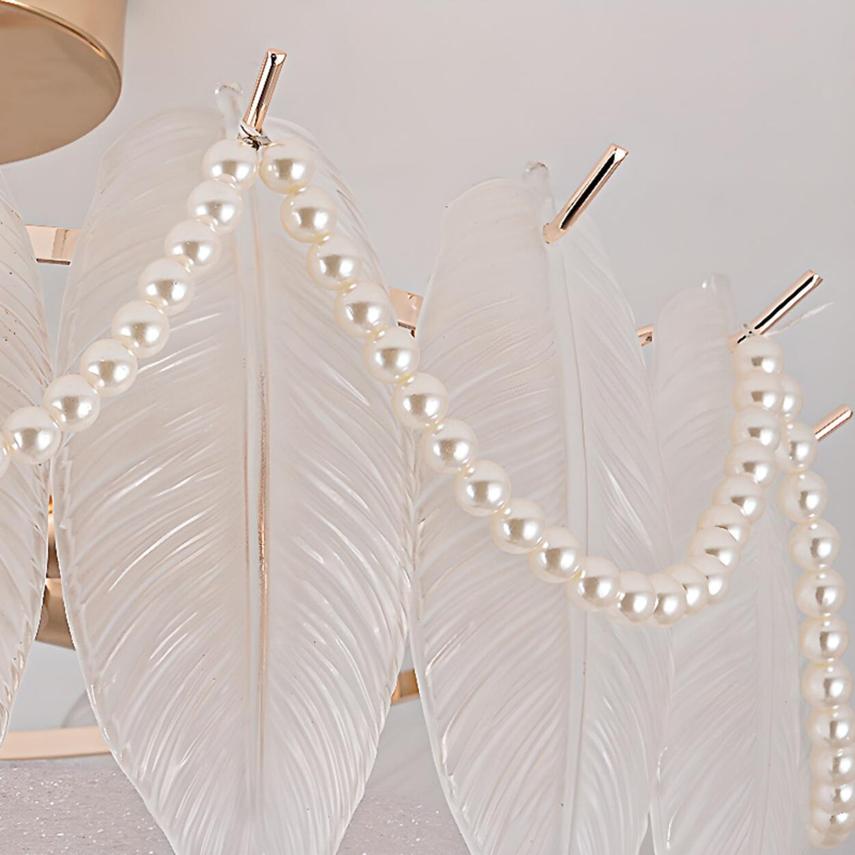 Modern Style Shell-Shaped Flush Mount Light Pearl Accents Image - 26