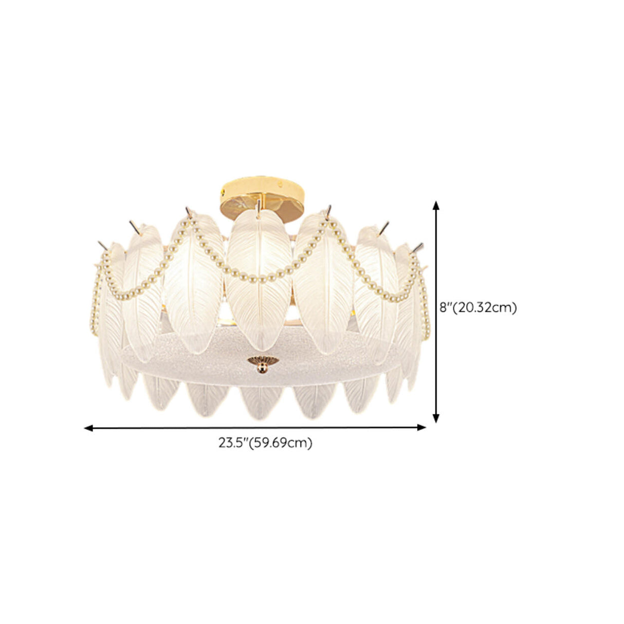 Modern Style Shell-Shaped Flush Mount Light Pearl Accents Image - 30