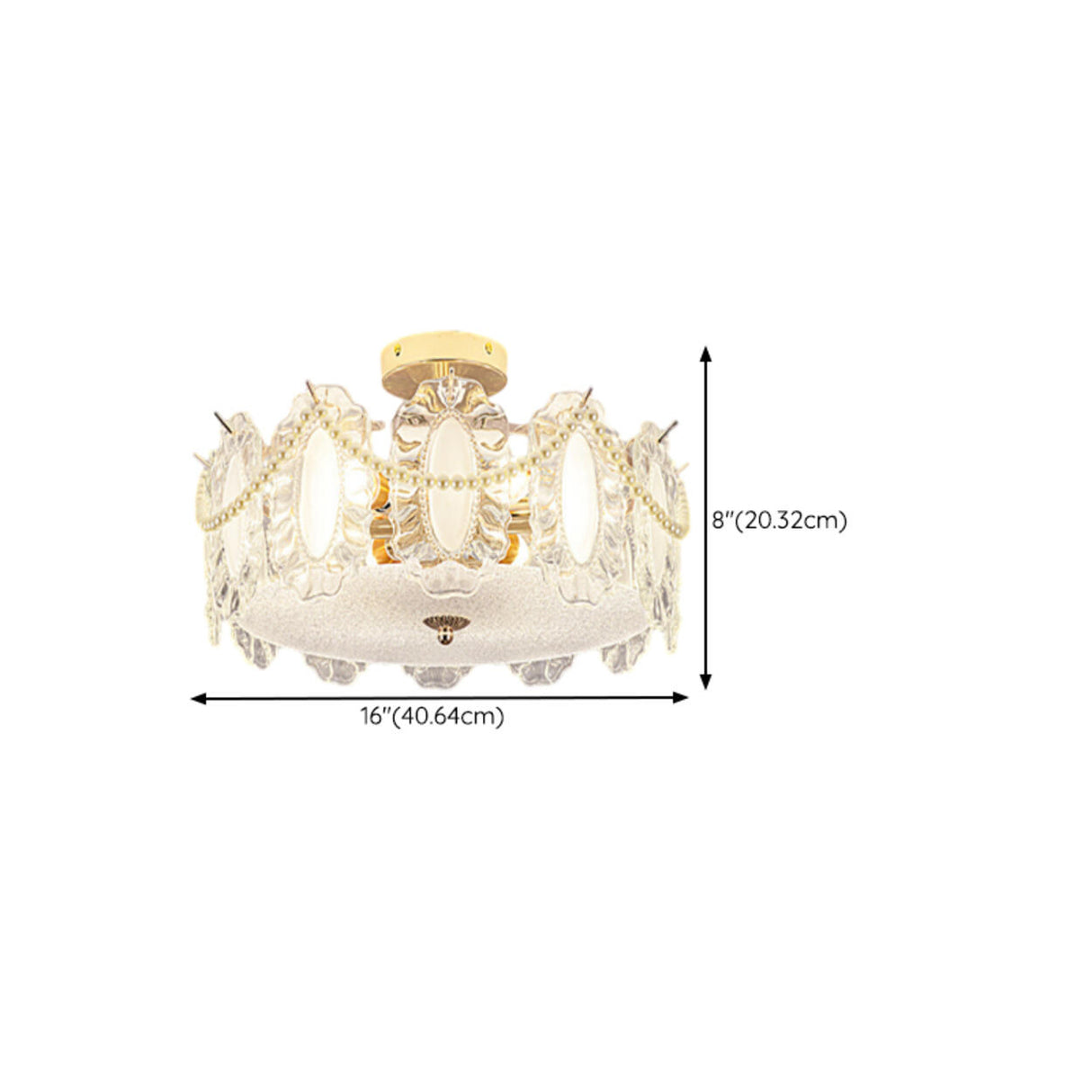 Modern Style Shell-Shaped Flush Mount Light Pearl Accents Image - 31