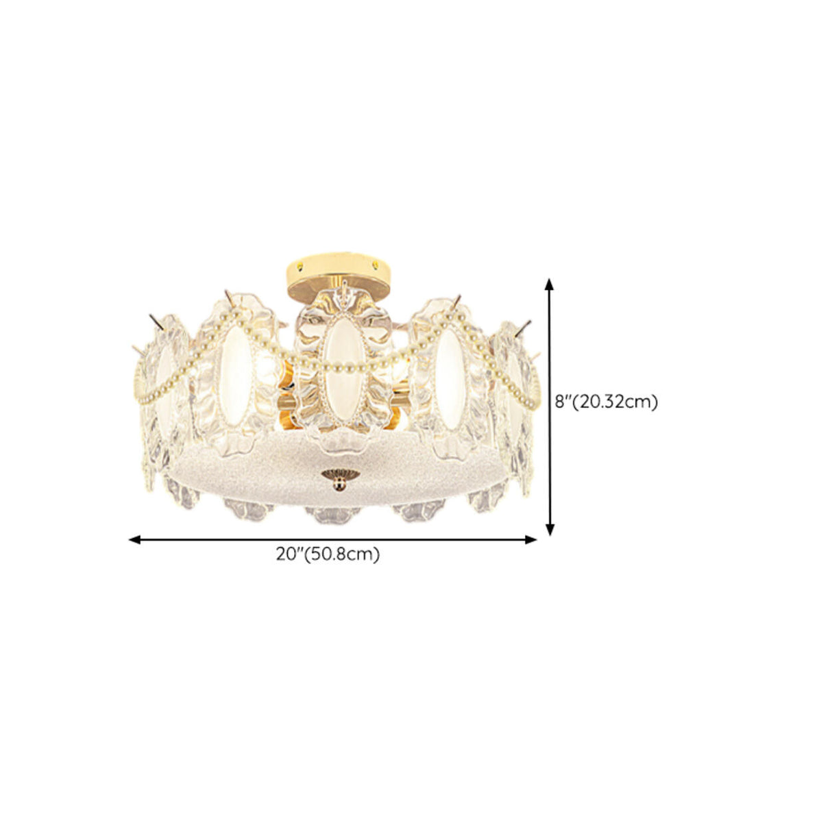 Modern Style Shell-Shaped Flush Mount Light Pearl Accents Image - 32