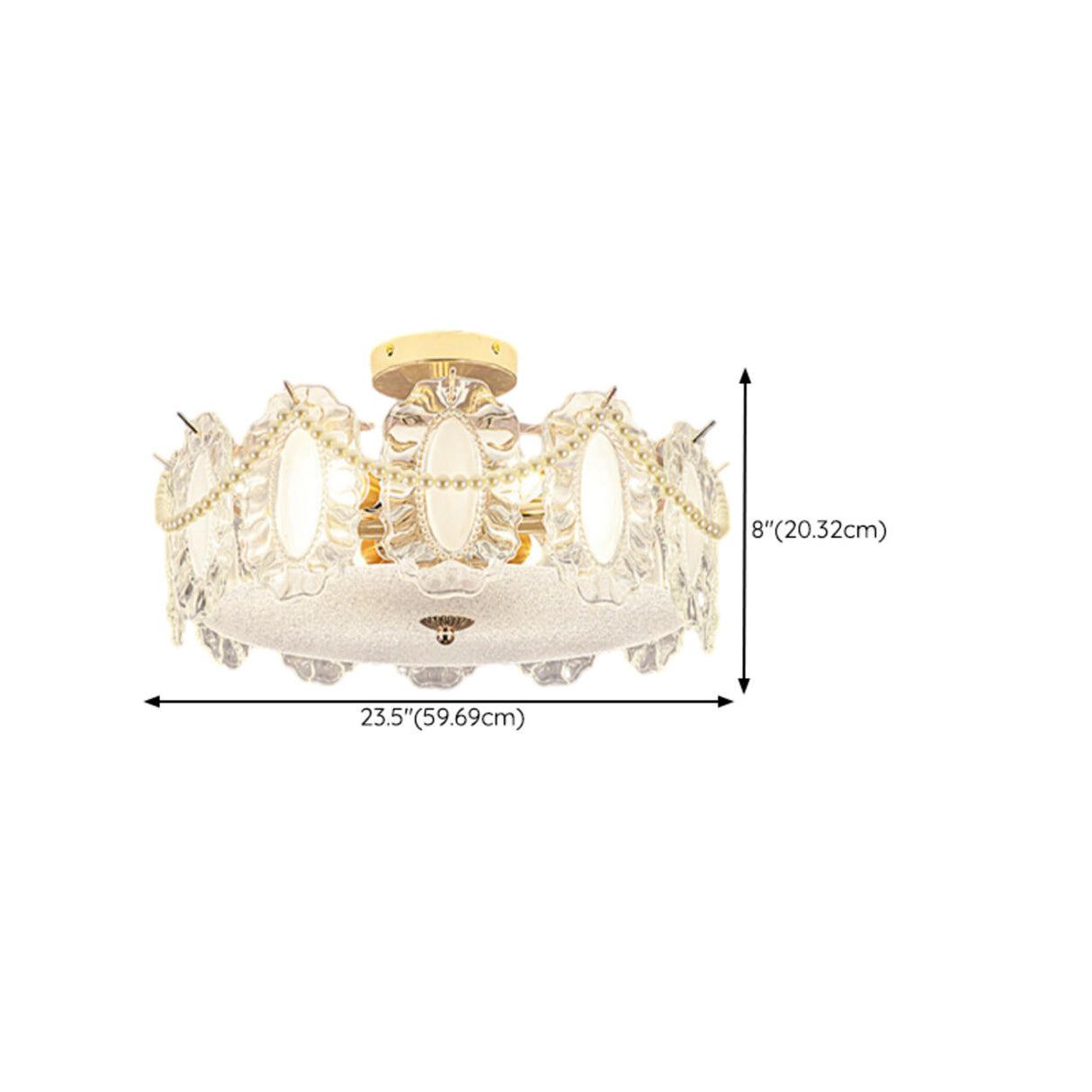 Modern Style Shell-Shaped Flush Mount Light Pearl Accents Image - 33