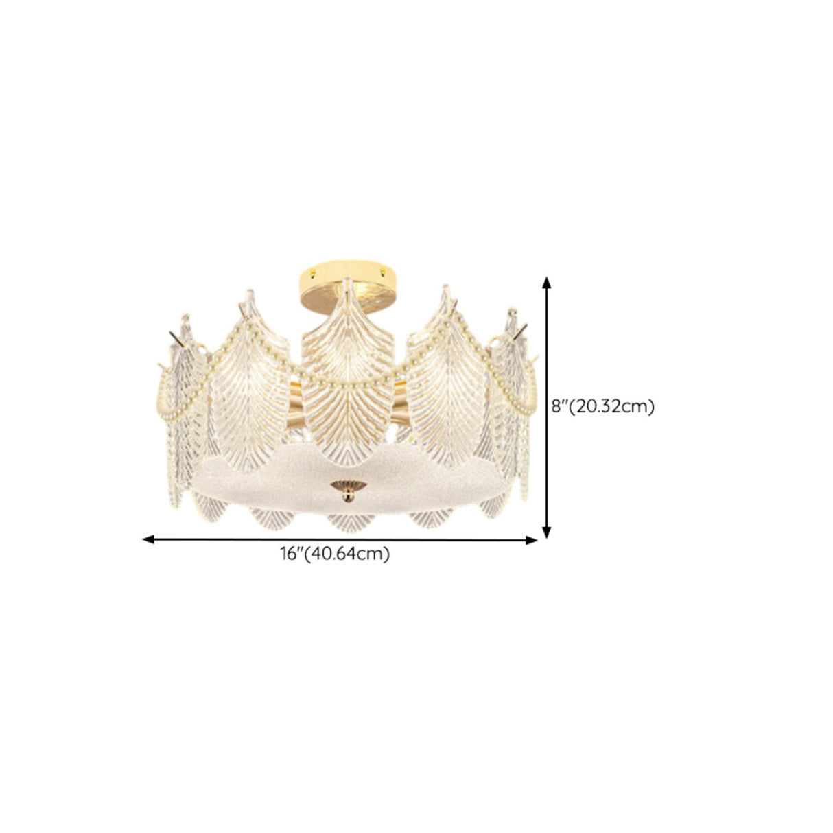 Modern Style Shell-Shaped Flush Mount Light Pearl Accents Image - 34