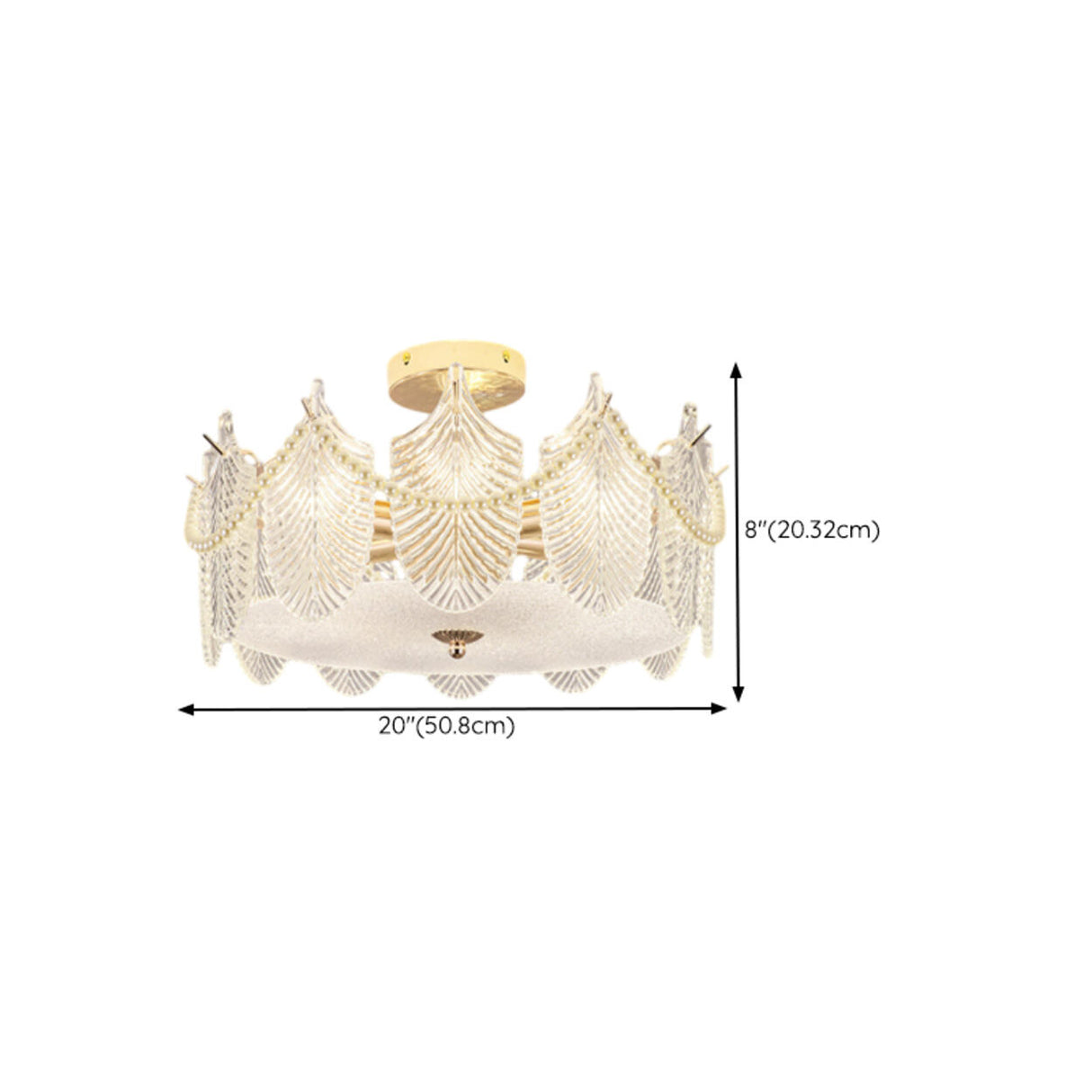 Modern Style Shell-Shaped Flush Mount Light Pearl Accents Image - 35