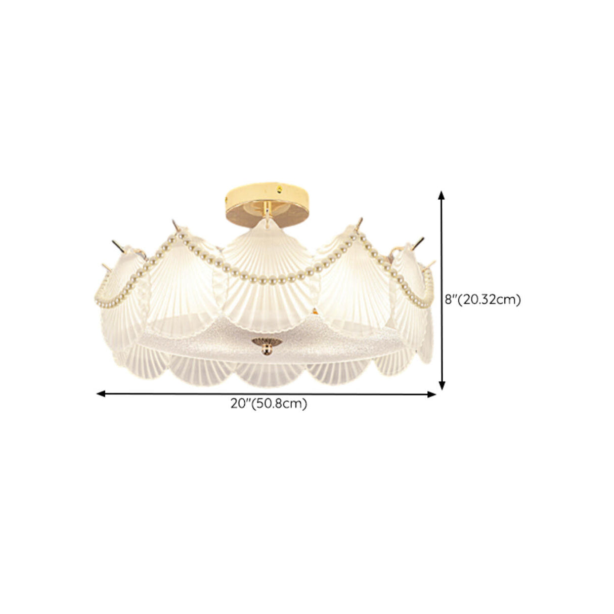 Modern Style Shell-Shaped Flush Mount Light Pearl Accents Image - 38