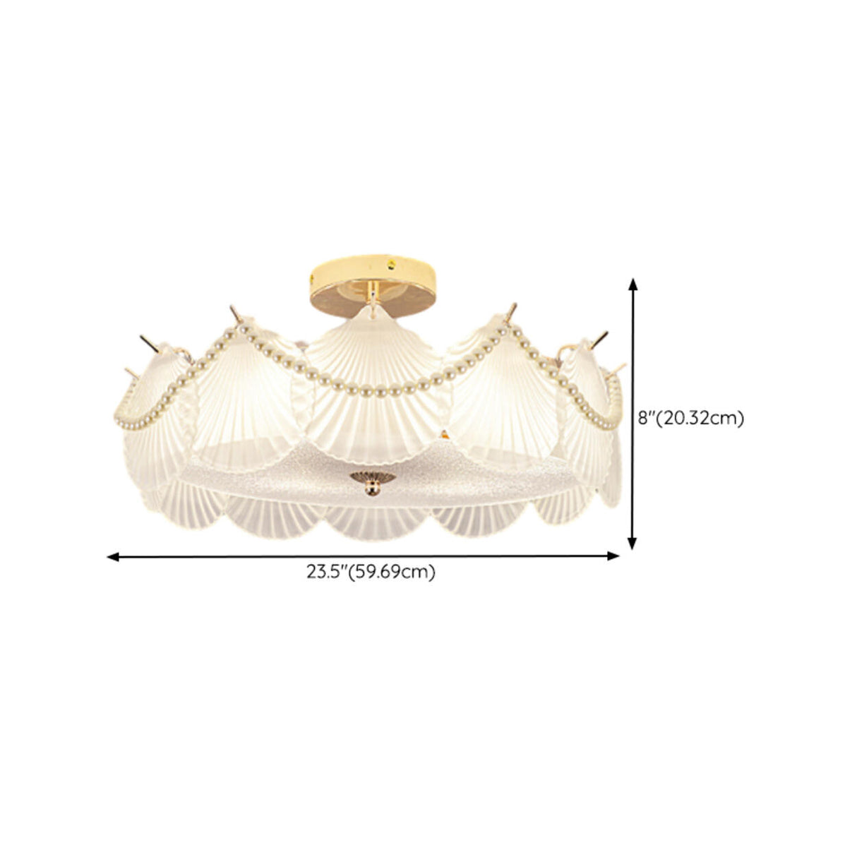 Modern Style Shell-Shaped Flush Mount Light Pearl Accents Image - 39