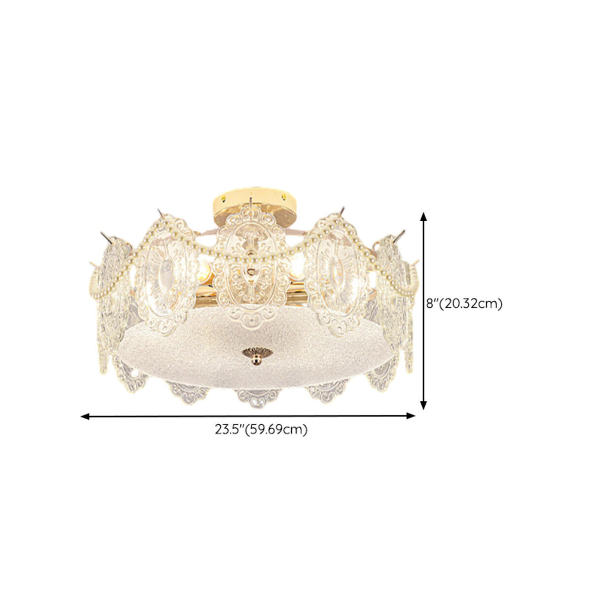 Modern Style Shell-Shaped Flush Mount Light Pearl Accents Image - 42