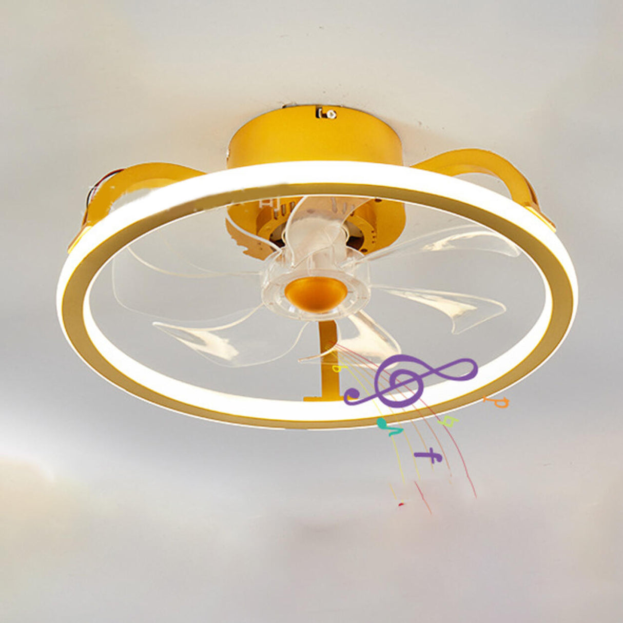 Modern Stylish Circular 5 Blades LED Ceiling Fan Light Image - 11