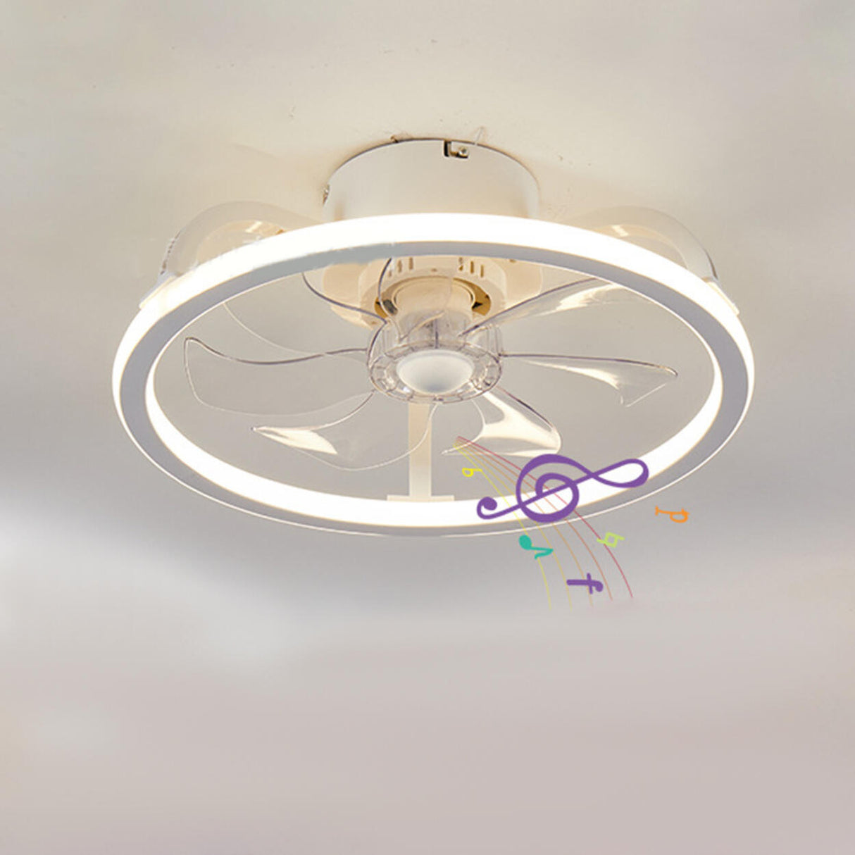 Modern Stylish Circular 5 Blades LED Ceiling Fan Light Image - 6