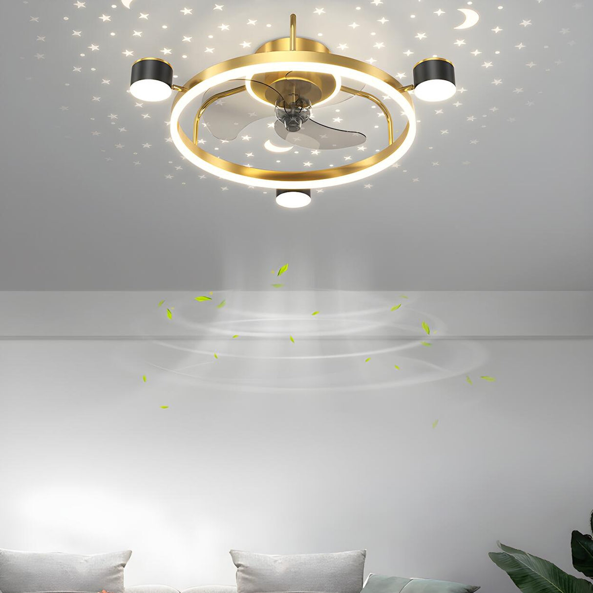 Modern Stylish Ring Ceiling Fan with Multiple Lights Image - 15