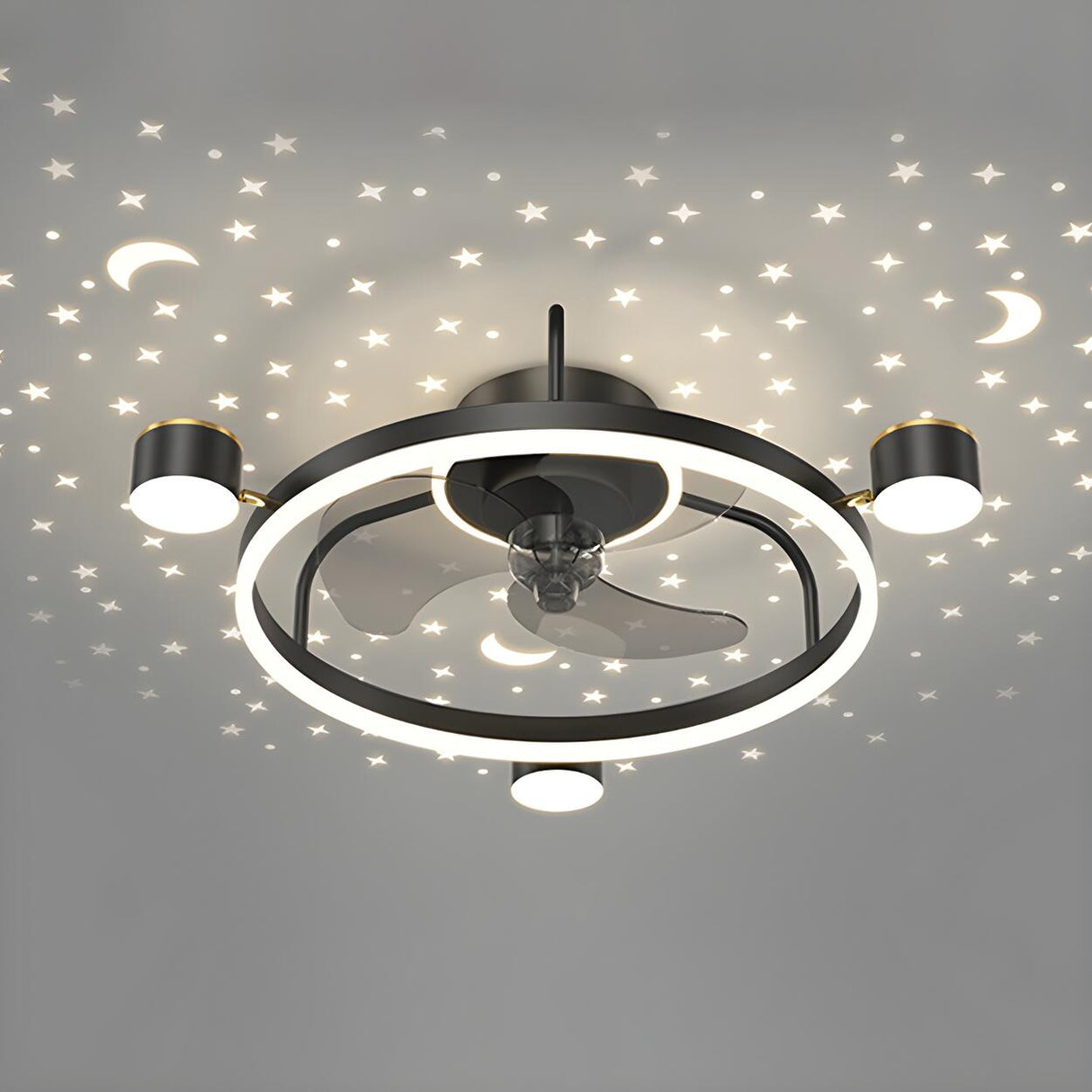 Modern Stylish Ring Ceiling Fan with Multiple Lights Image - 2
