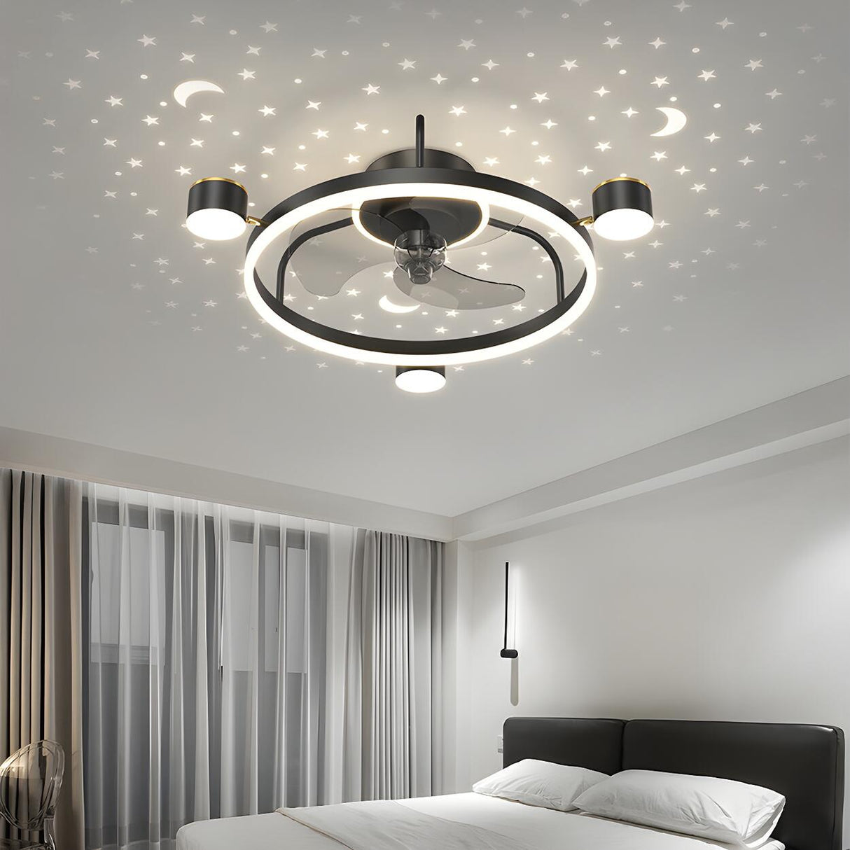 Modern Stylish Ring Ceiling Fan with Multiple Lights Image - 3