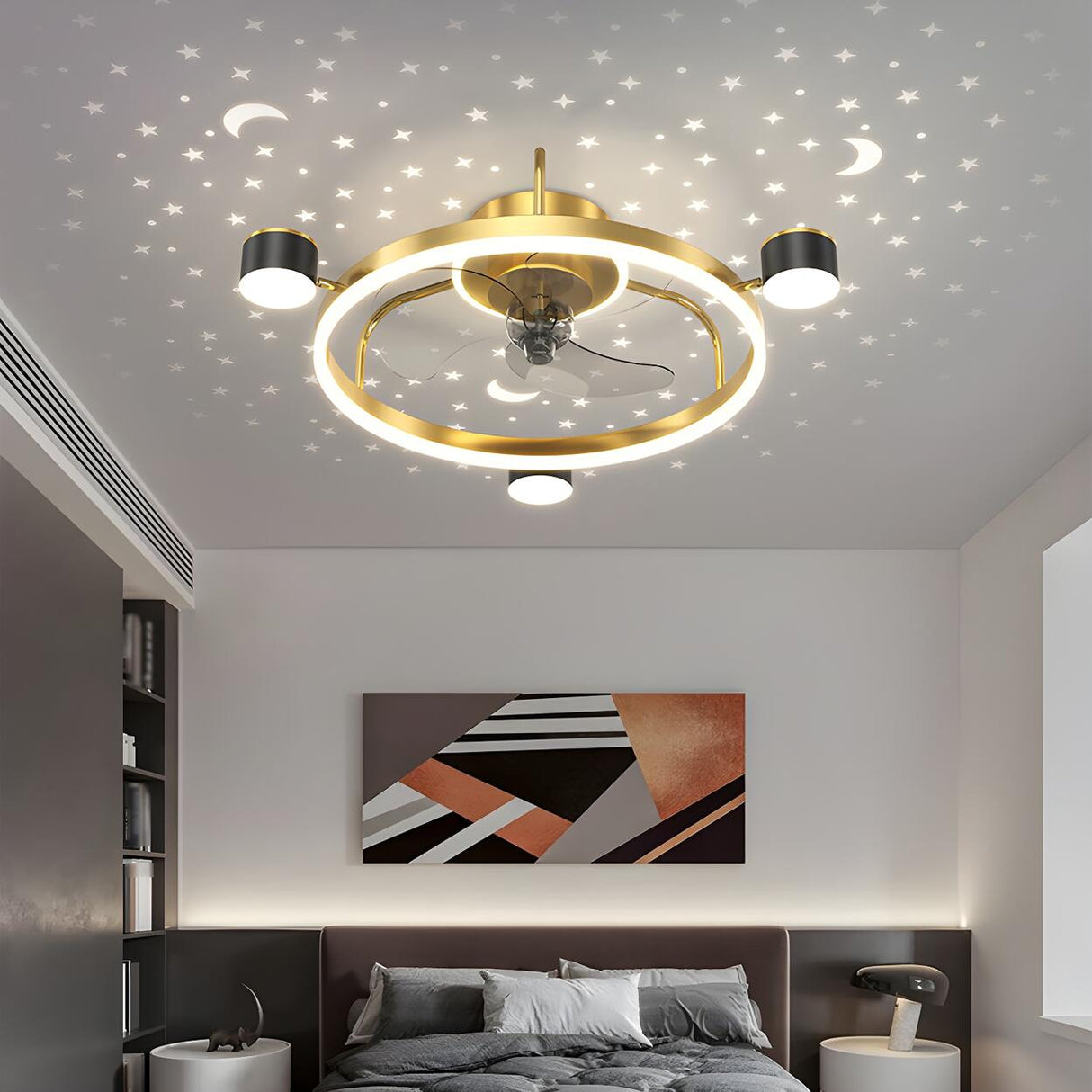 Modern Stylish Ring Ceiling Fan with Multiple Lights Image - 4