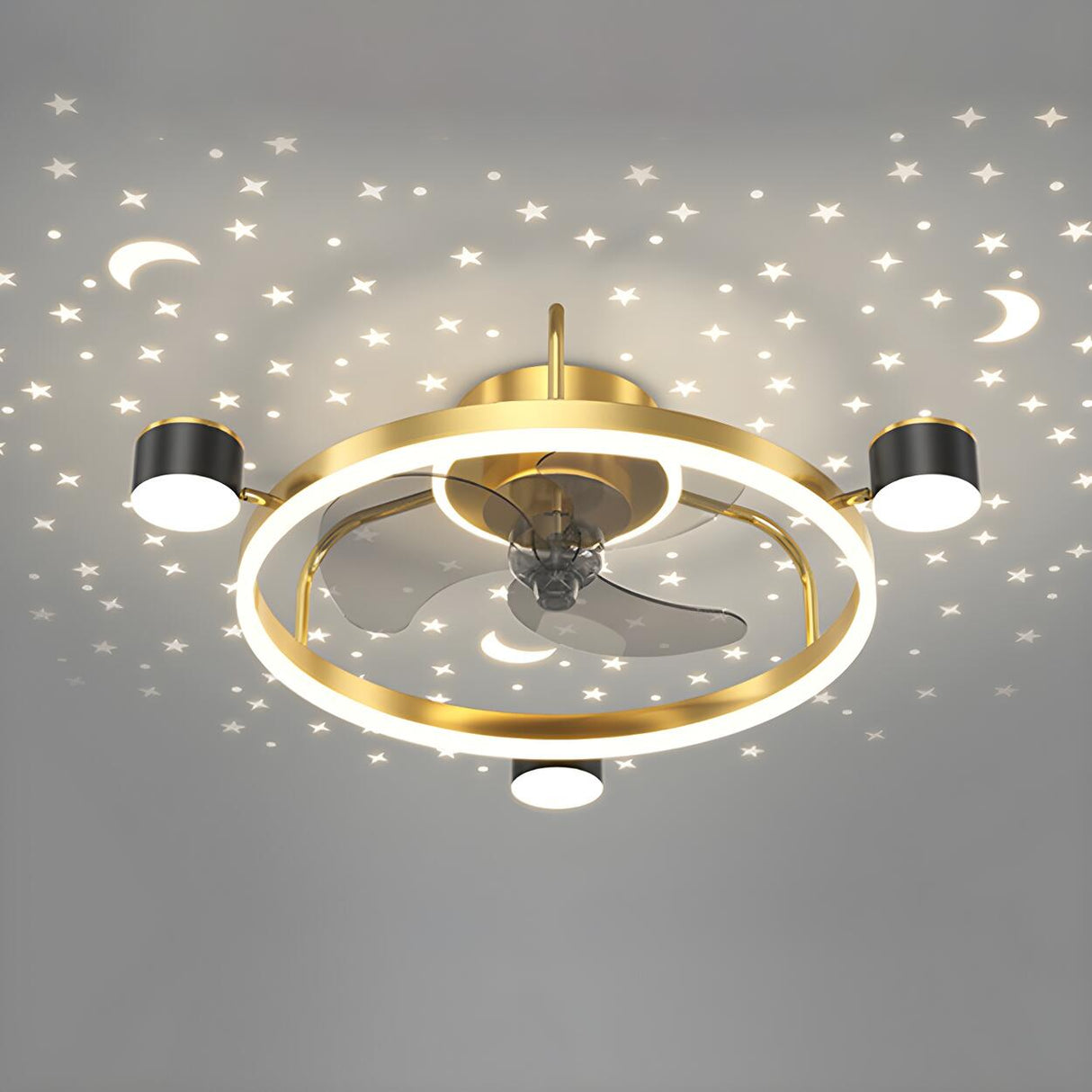 Modern Stylish Ring Ceiling Fan with Multiple Lights Image - 7