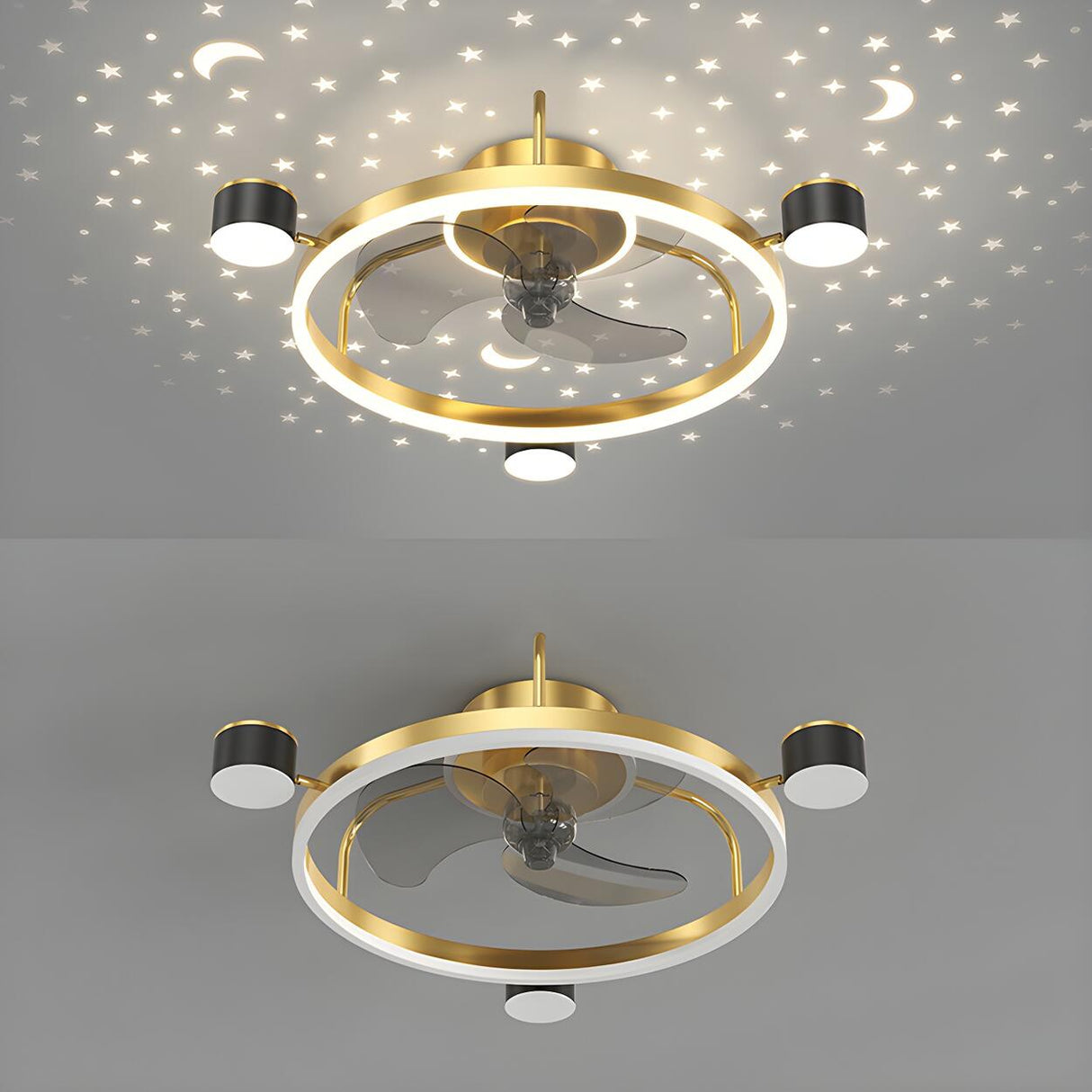 Modern Stylish Ring Ceiling Fan with Multiple Lights Image - 8
