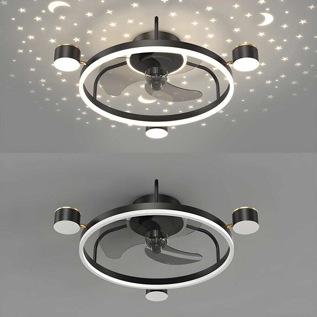 Modern Stylish Ring Ceiling Fan with Multiple Lights Image - 9