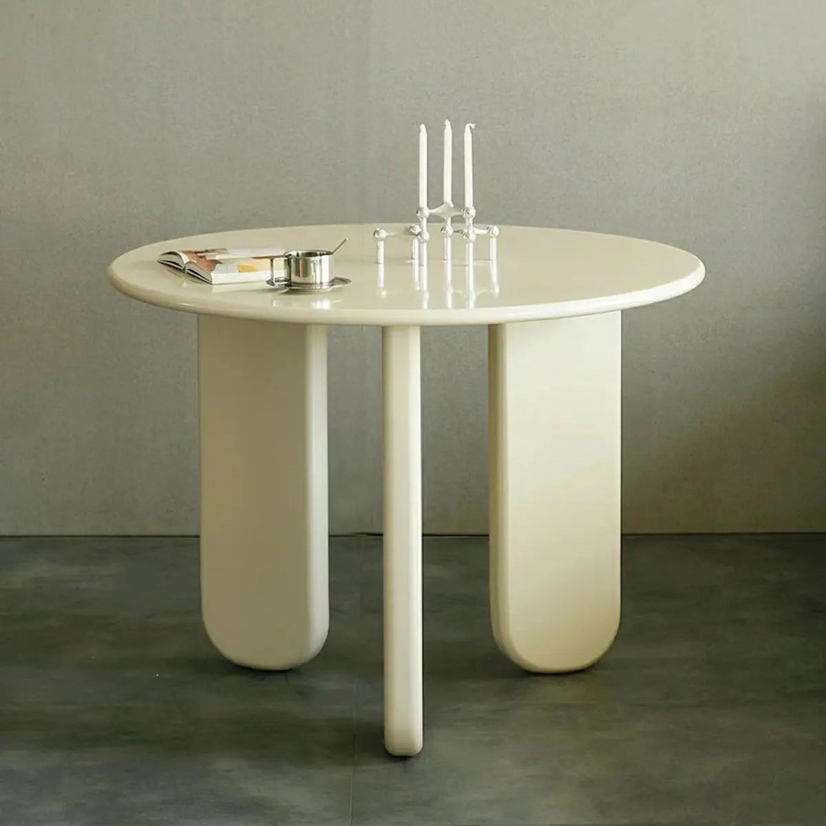 Modern Stylish Round White Wood Dining Table for Kitchen Image - 2