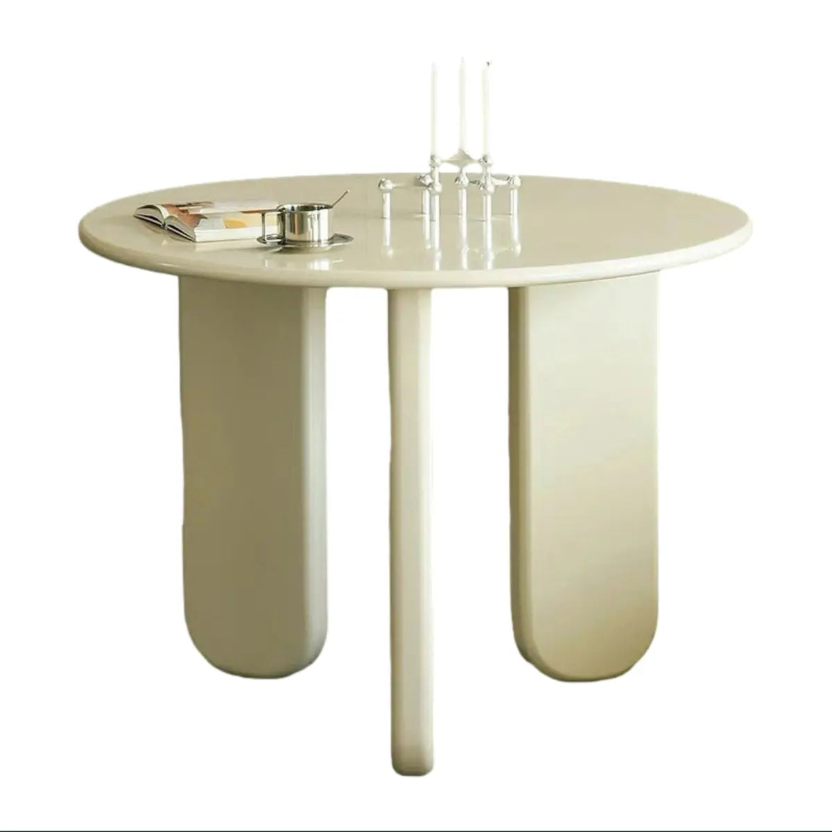 Modern Stylish Round White Wood Dining Table for Kitchen Image - 6