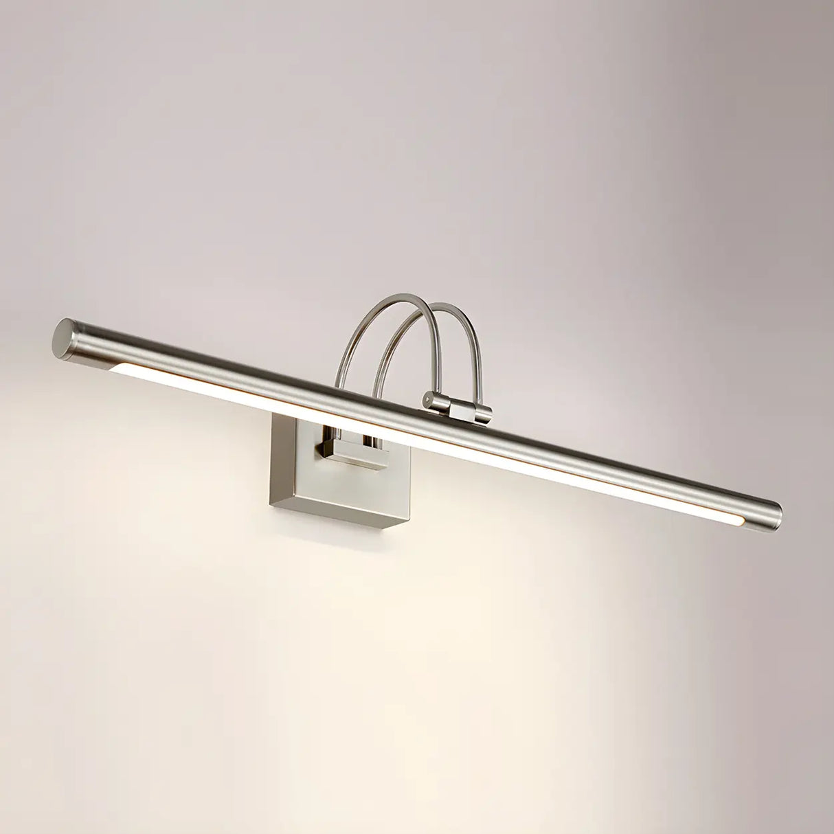 Modern Stylish Silver Linear LED Metallic Vanity Light Image - 9