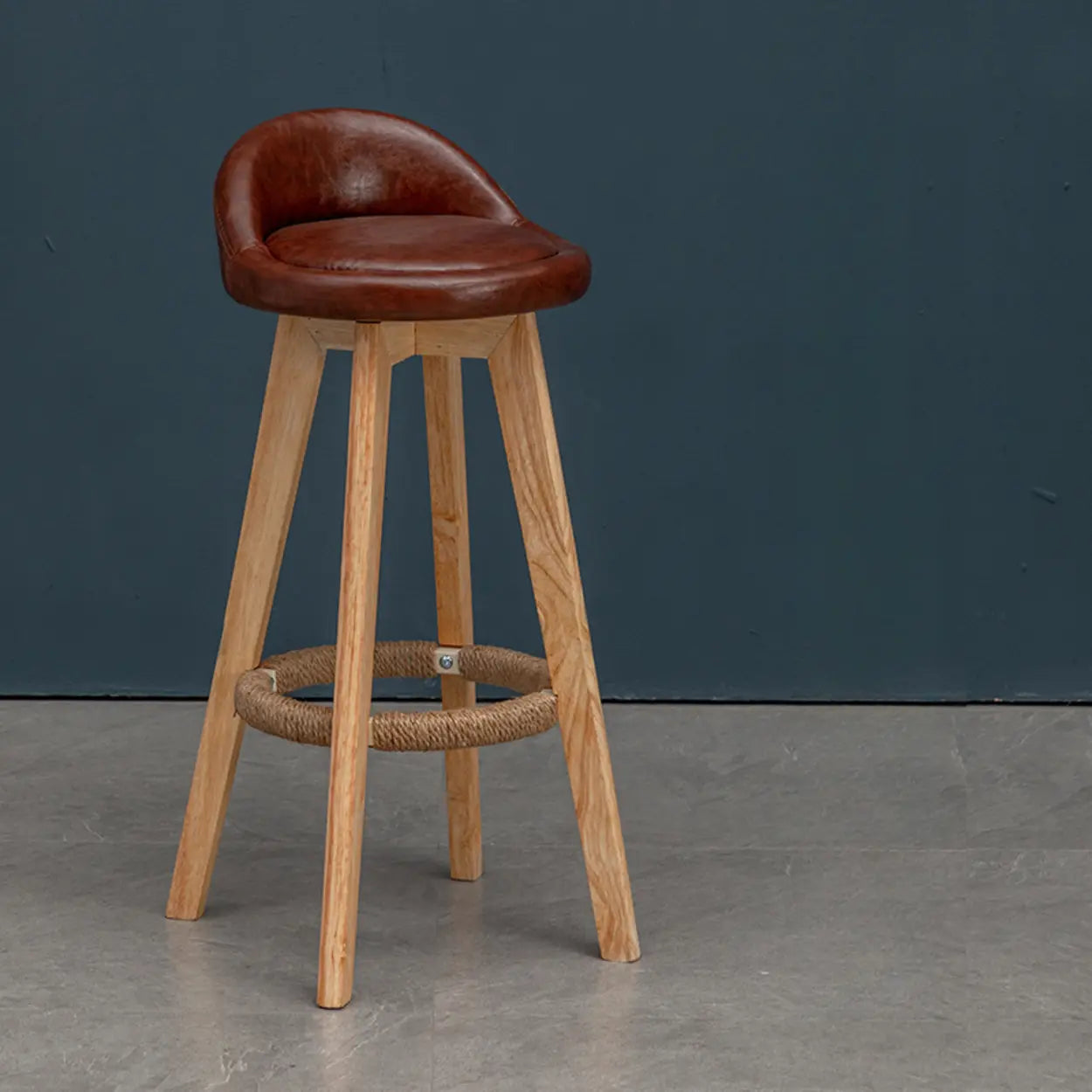 Modern Swivel Bar Stool with Backrest and Upholstered Seat Image - 12