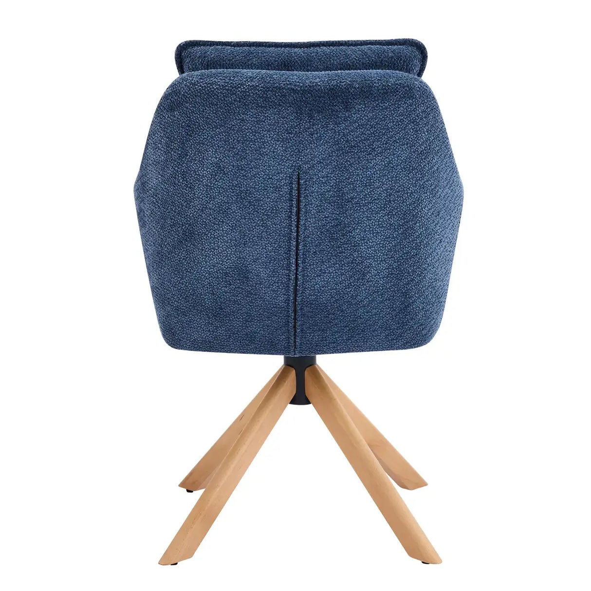 Modern Swivel Blue Fleece Upholstered Curved Back Dining Chair Image - 7