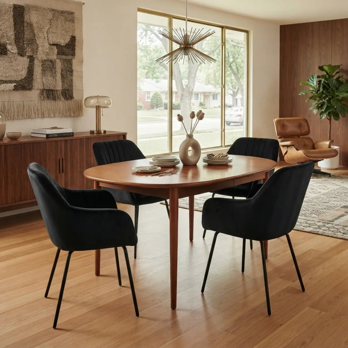 Modern Swivel Dining Chair Set of 2 Upholstered Suede Chair Image - 2