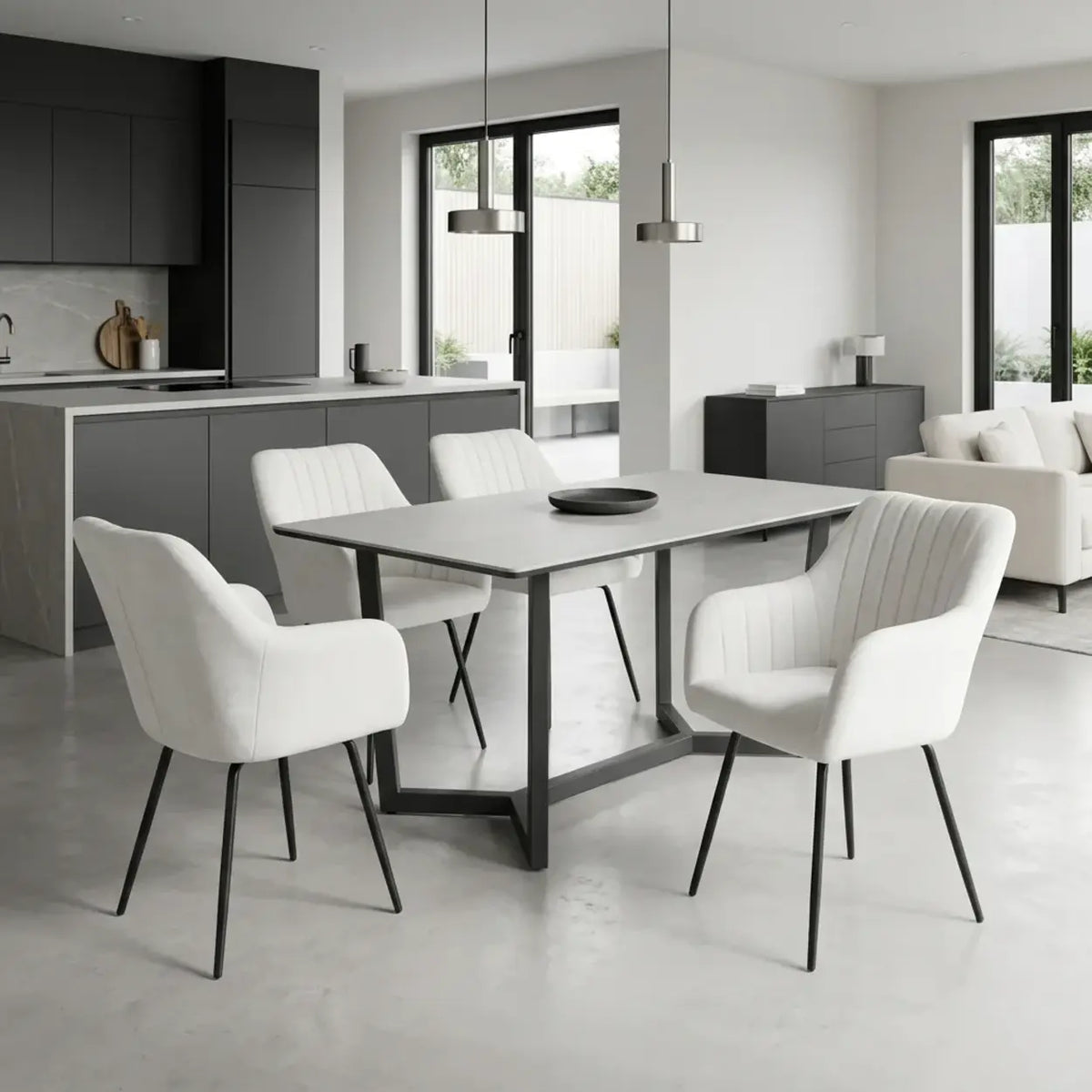 Modern Swivel Dining Chair Set of 2 Upholstered Suede Chair Image - 3
