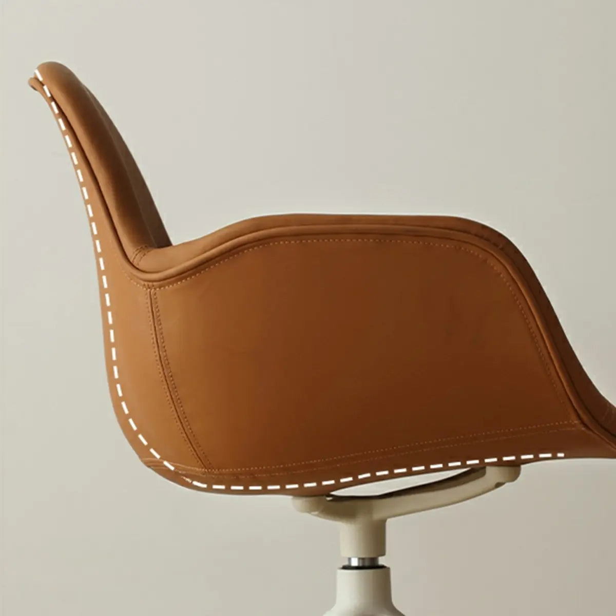 Modern Swivel Leather Metal Base Brown Office Chair Image - 11