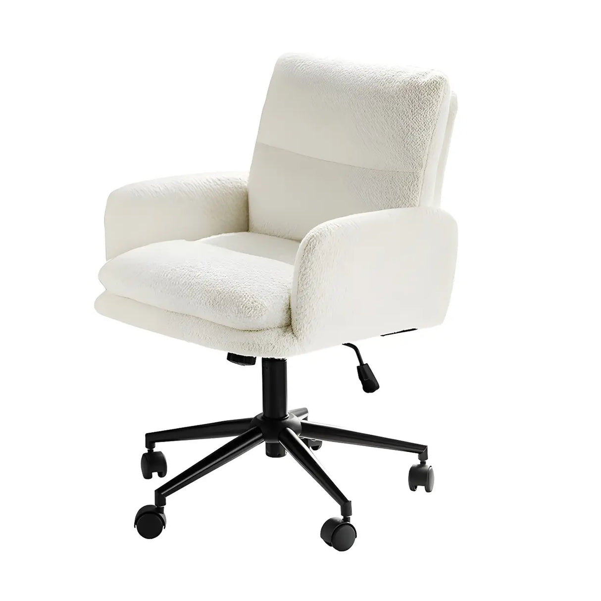 Modern Swivel Task Black Base and Wheels Office Chair Image - 5