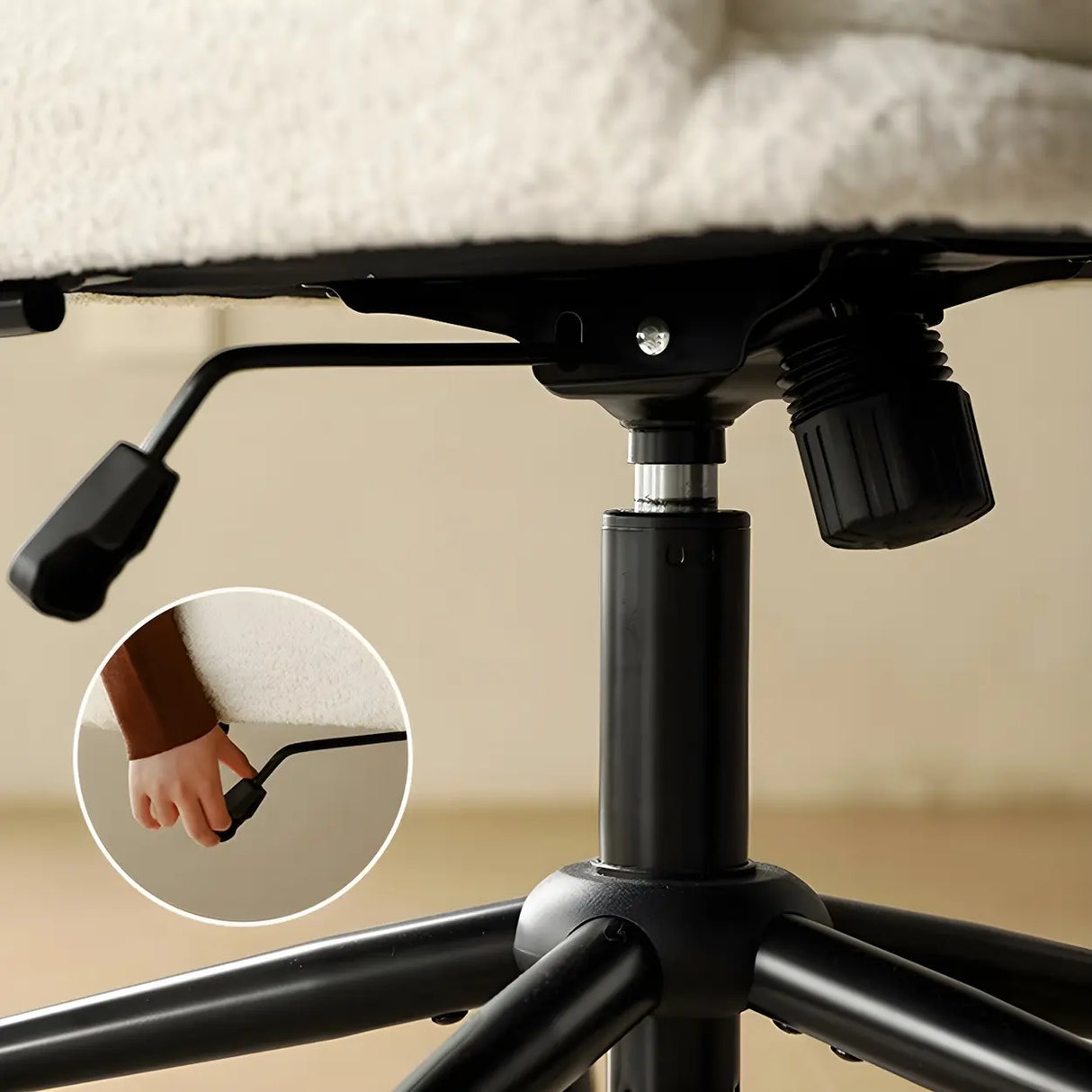 Modern Swivel Task Black Base and Wheels Office Chair Image - 6