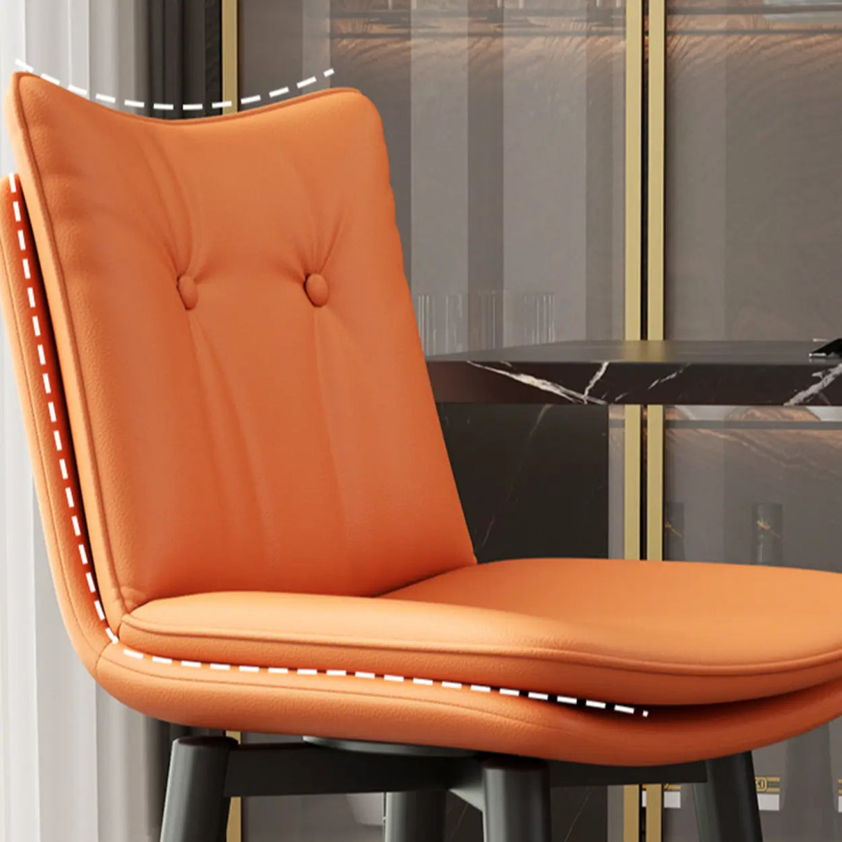 Modern Swivel Upholstered Saddle Bar Stool with Footrest Image - 11