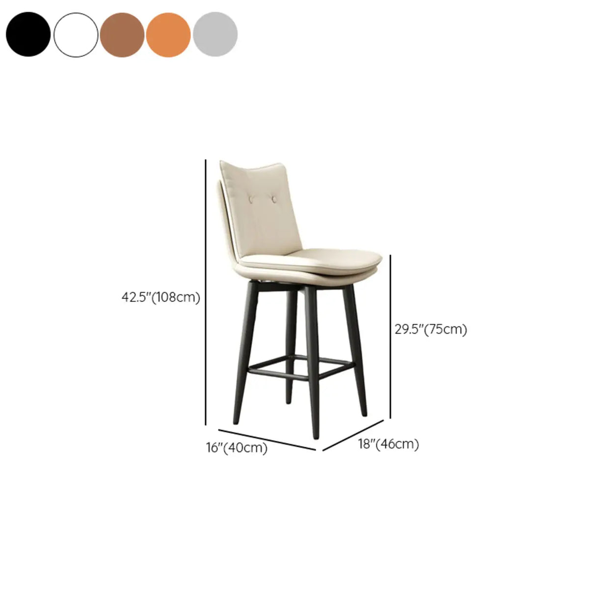 Modern Swivel Upholstered Saddle Bar Stool with Footrest Image - 16