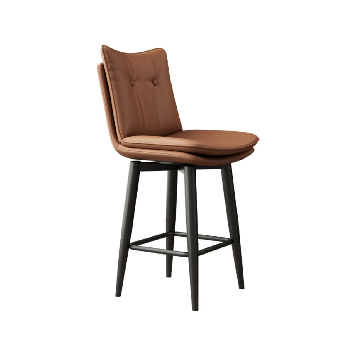 Modern Swivel Upholstered Saddle Bar Stool with Footrest Image - 8
