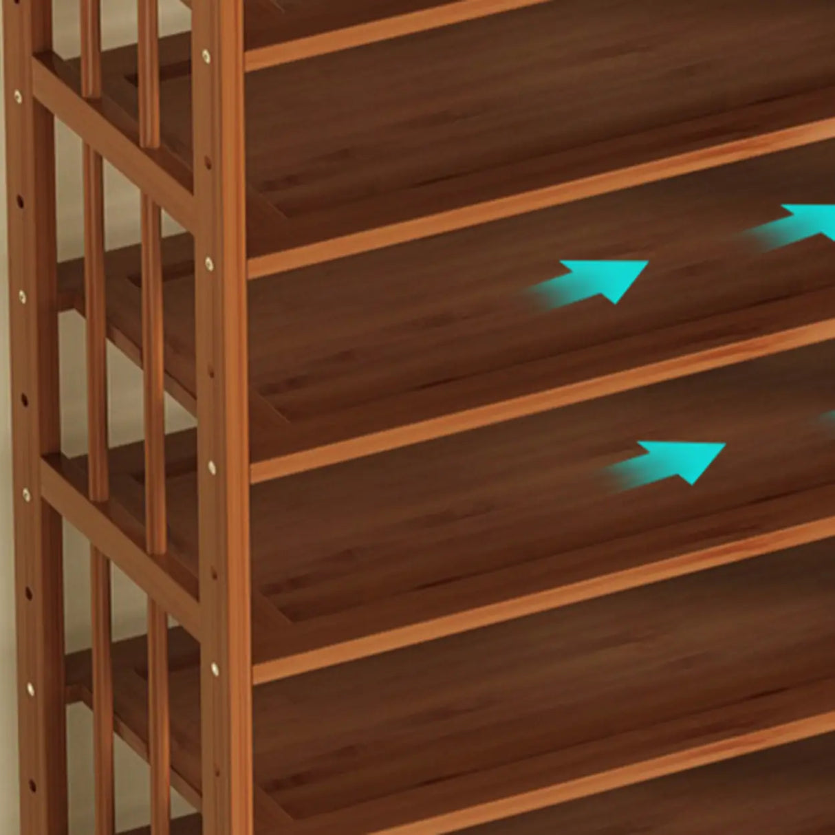 Modern Tall Wood Freestanding Brown Shoe Rack Organizer Image - 16