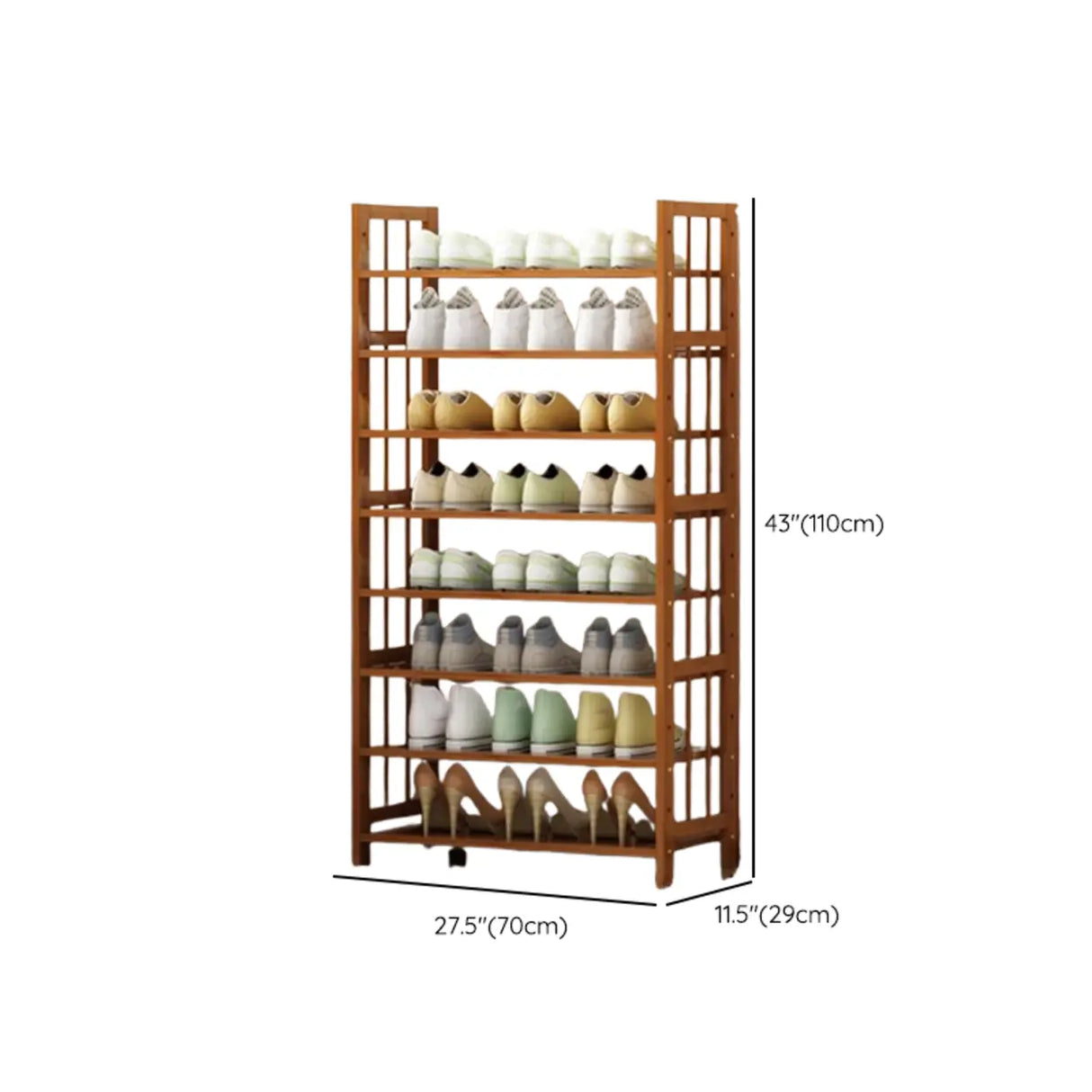 Modern Tall Wood Freestanding Brown Shoe Rack Organizer Image - 22