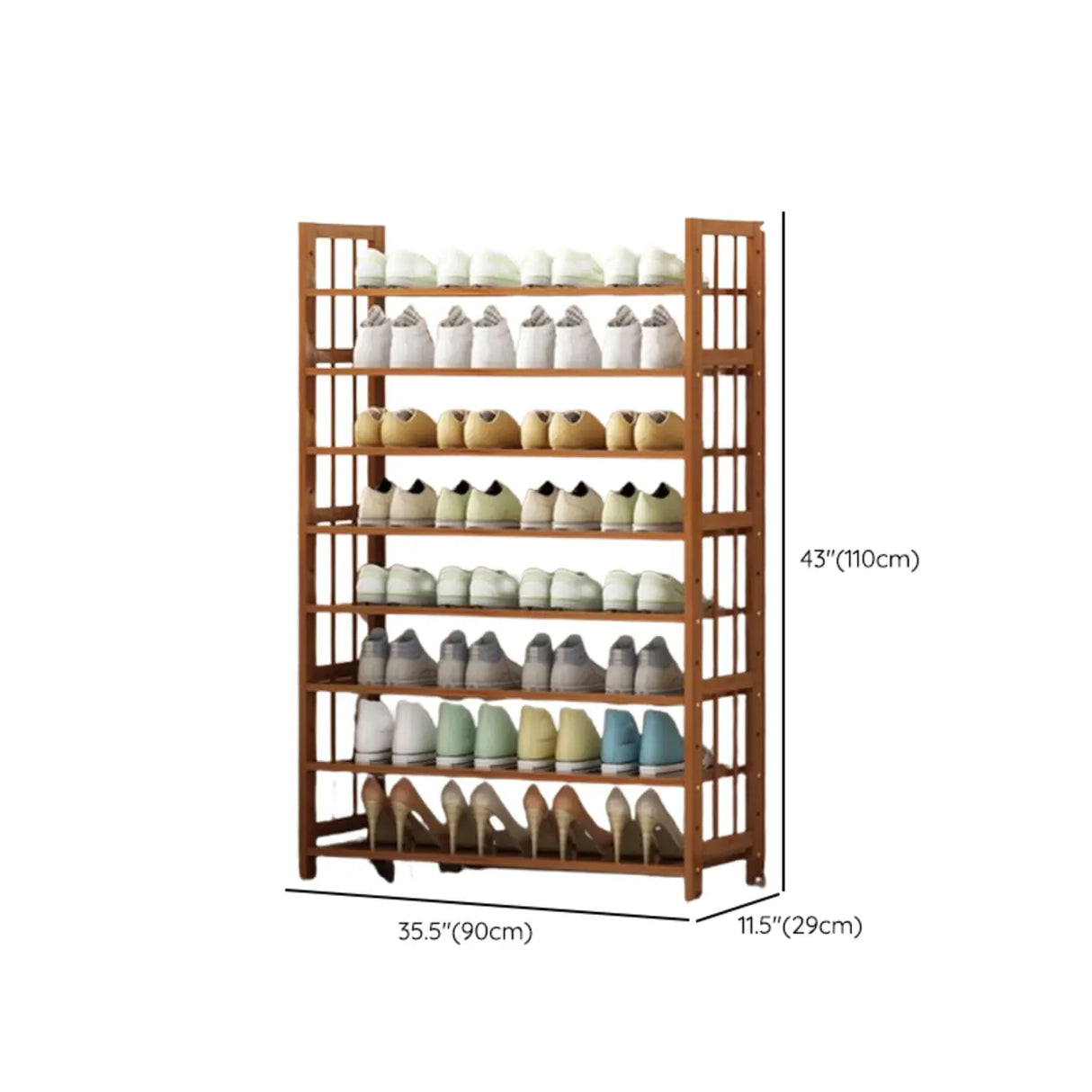Modern Tall Wood Freestanding Brown Shoe Rack Organizer Image - 23