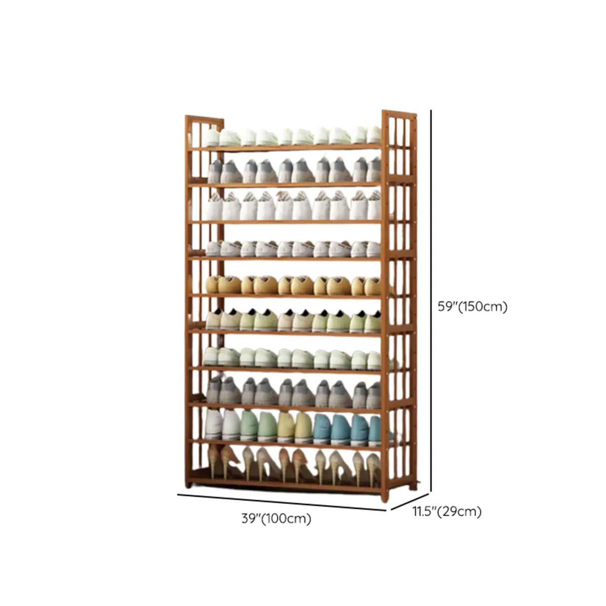 Modern Tall Wood Freestanding Brown Shoe Rack Organizer Image - 27