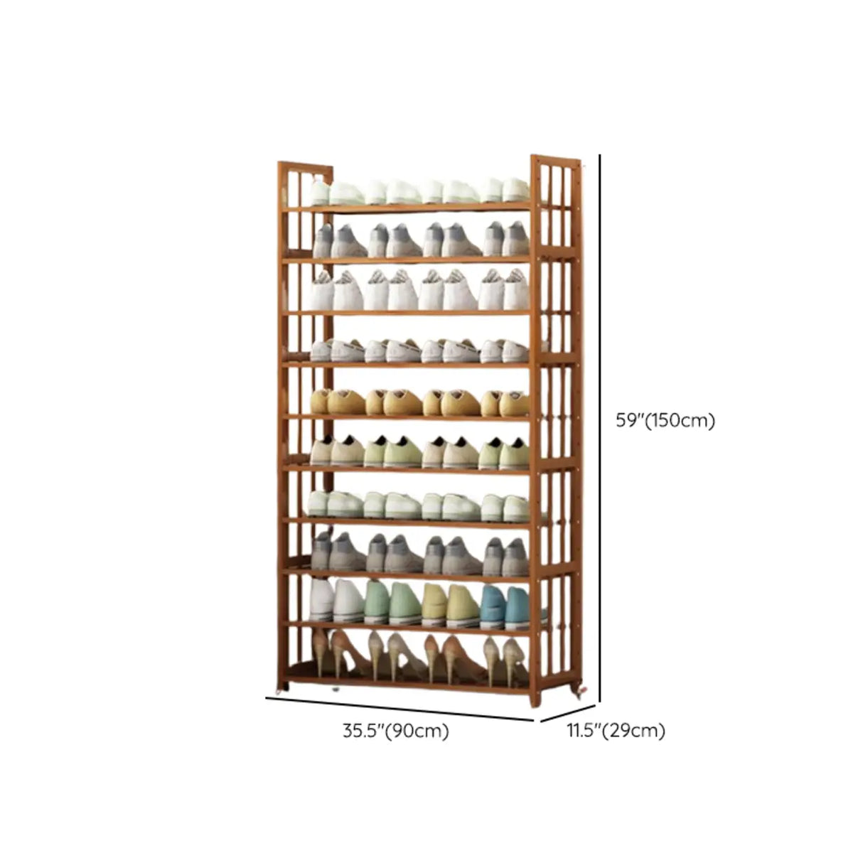 Modern Tall Wood Freestanding Brown Shoe Rack Organizer Image - 28