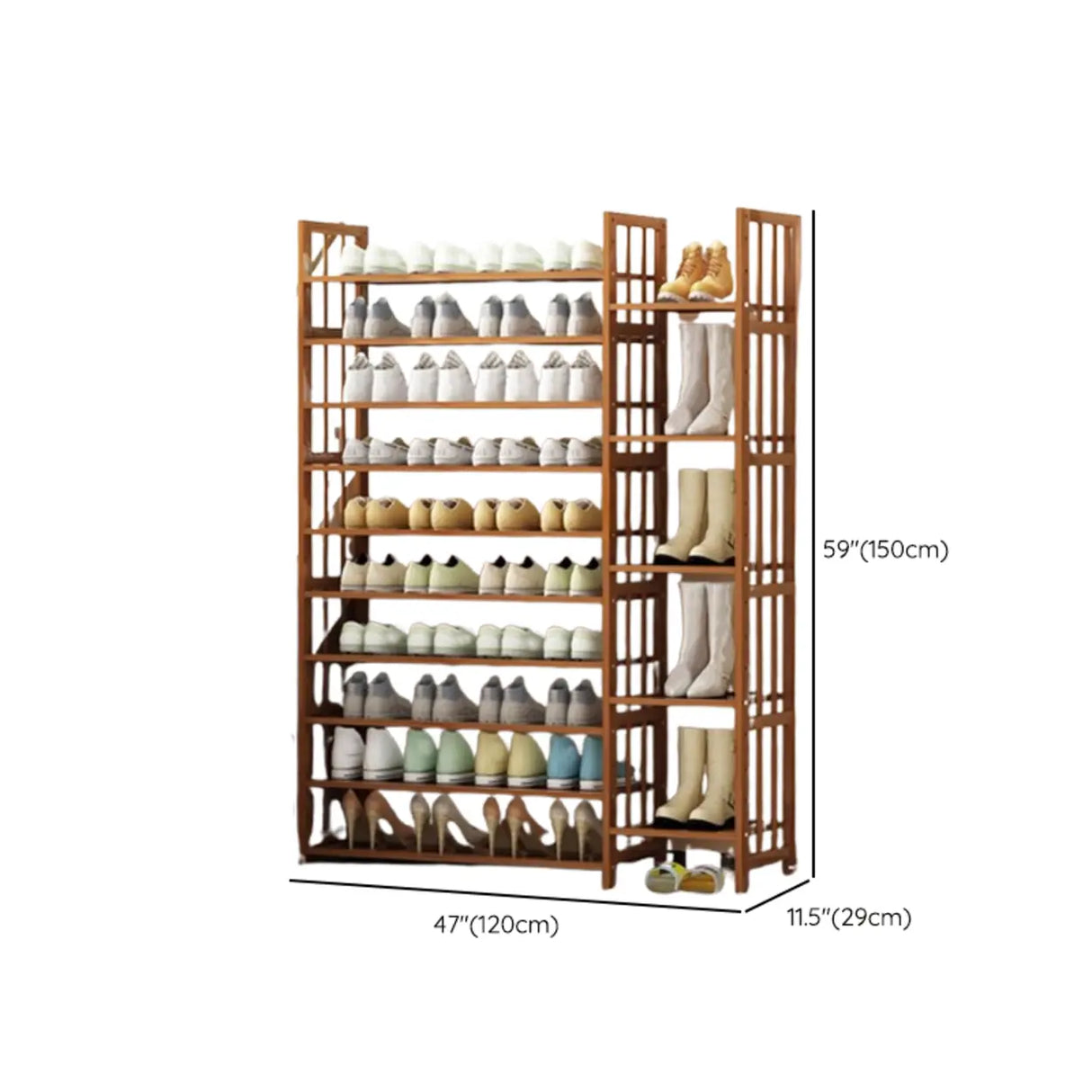 Modern Tall Wood Freestanding Brown Shoe Rack Organizer Image - 29