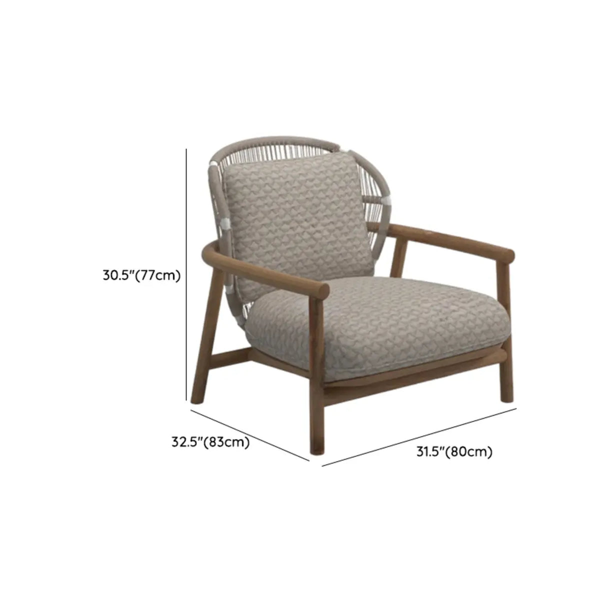 Modern Teak Wicker Grey Waterproof Upholstered Patio Sofa Image - 11